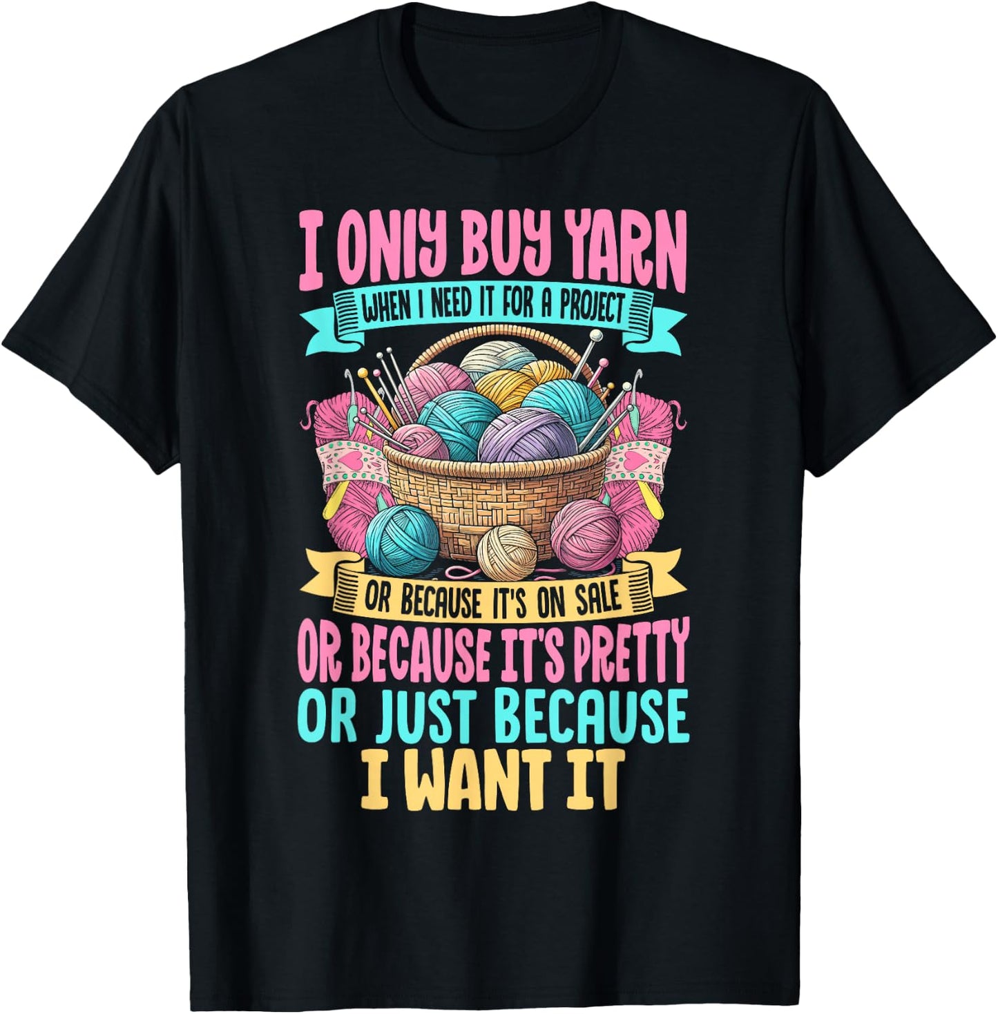 Funny Knitting Yarn Art Girls Crochet Lovers T-Shirt - T-Shirt | Black