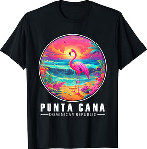 Punta Cana Flamingo Shirt Dominican Republic Beach Sunset T-Shirt - T-Shirt | Black