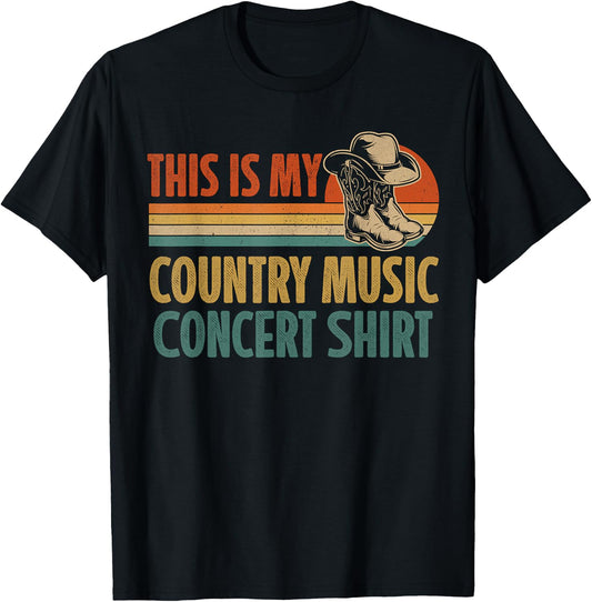 Vintage This Is My Country Music Concert Shirt Cowboy Hat T-Shirt - T-Shirt | Black