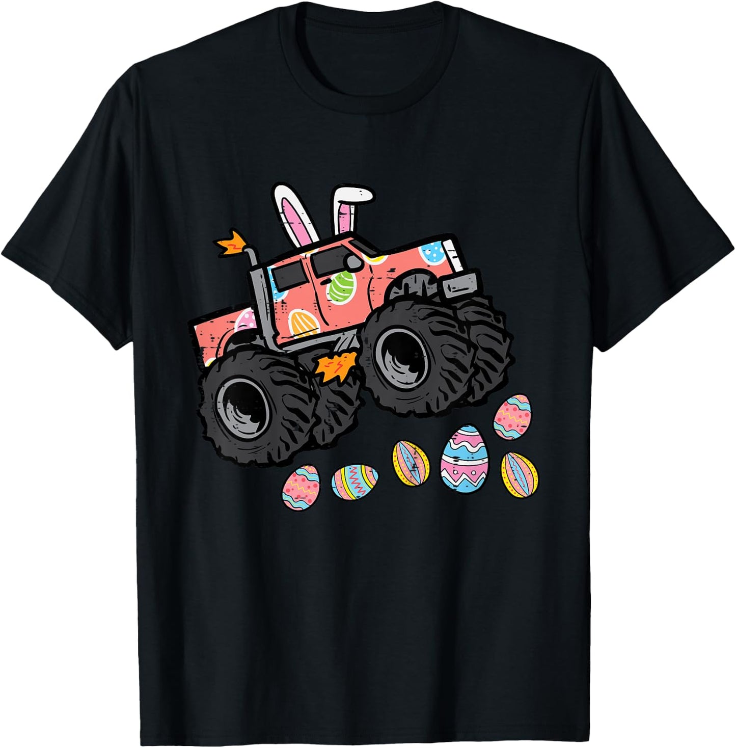 Kids Easter Monster Truck Bunny Ears Eggs Hunt Toddler Boys Kids T-Shirt - T-Shirt | Black