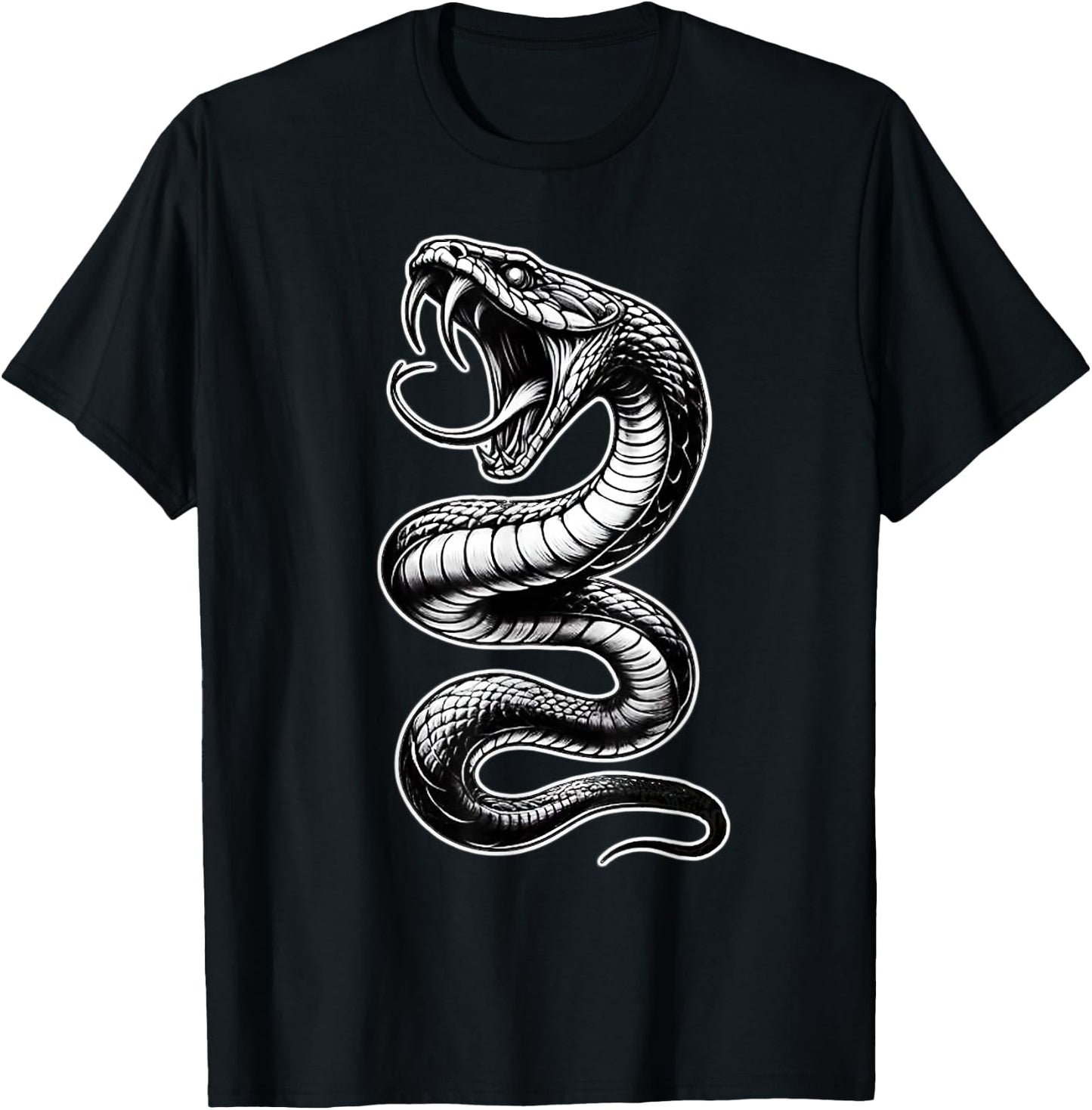 Snake Serpent Coil Cobra Venom Blackwork T-Shirt - T-Shirt | Black