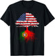 Portuguese Roots American Grown Portugal Flag Shirt Gift T-Shirt - T-Shirt | Black
