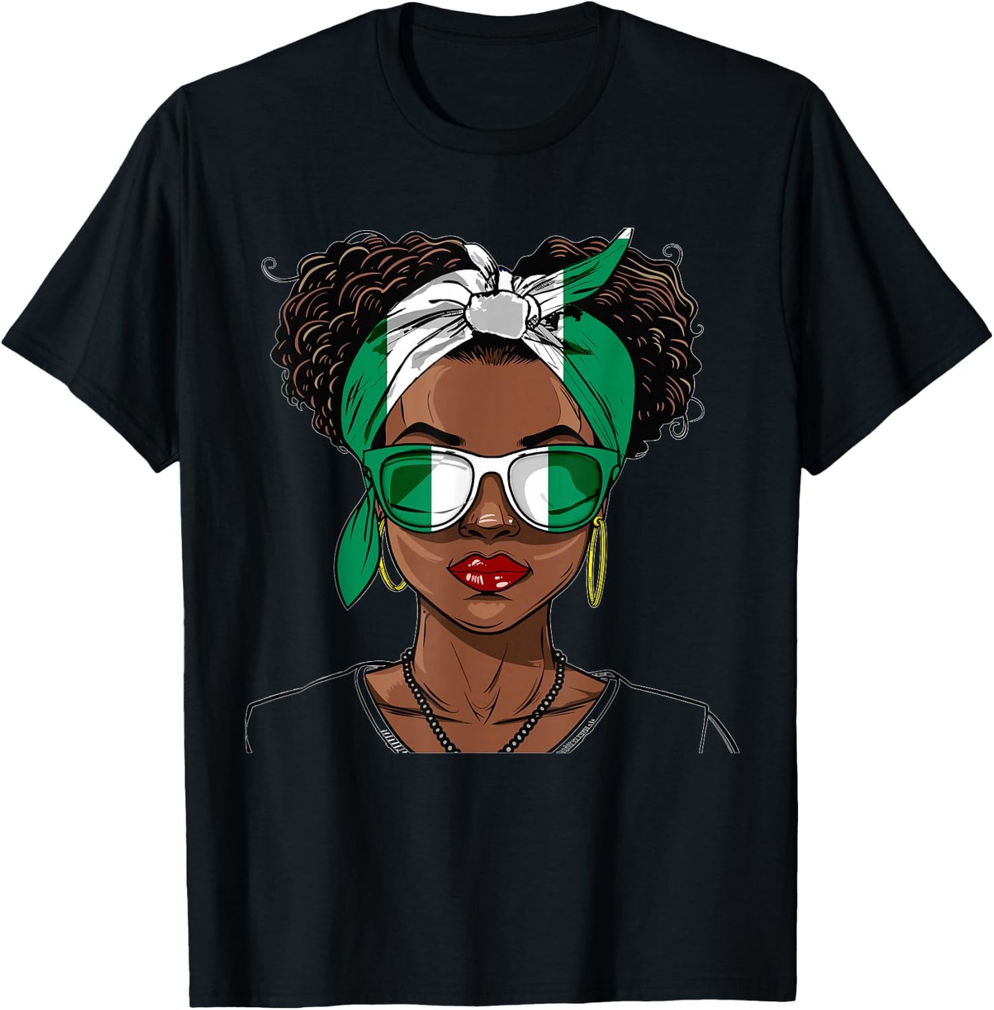 Nigeria Flag Outfit for Woman Uniform Souvenirs Nigerian T-Shirt - T-Shirt | Black