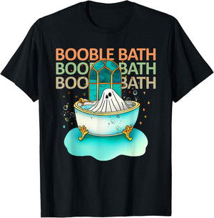 Ghost Bathtub Simple Halloween Costumes Cute Booble Bath Pun T-Shirt - T-Shirt | Black