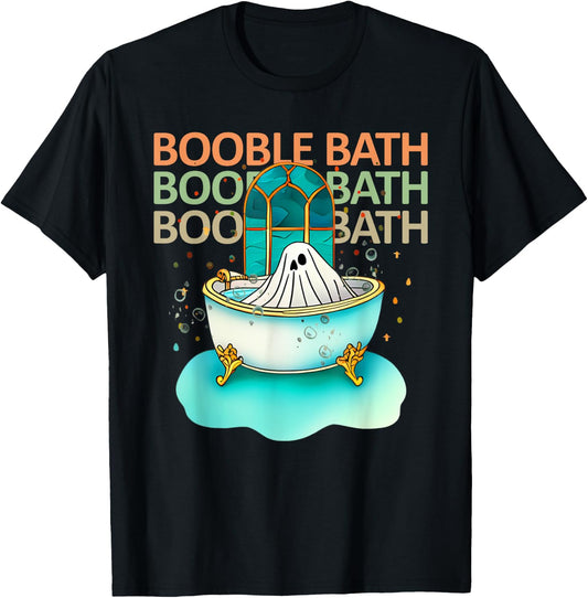 Ghost Bathtub Simple Halloween Costumes Cute Booble Bath Pun T-Shirt - T-Shirt | Black