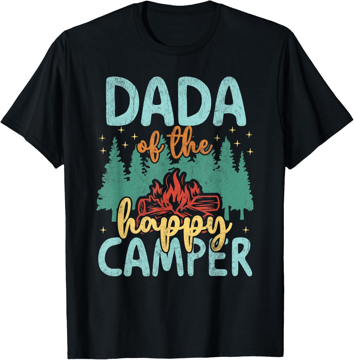 Dada of Happy Camper 1st Birthday Party Retro Dada T-Shirt - T-Shirt | Black