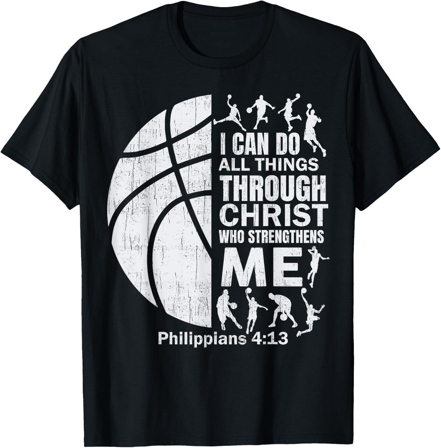 Christian Basketball T Shirt Christ Bible Verse Boys Teen T-Shirt - T-Shirt | Black