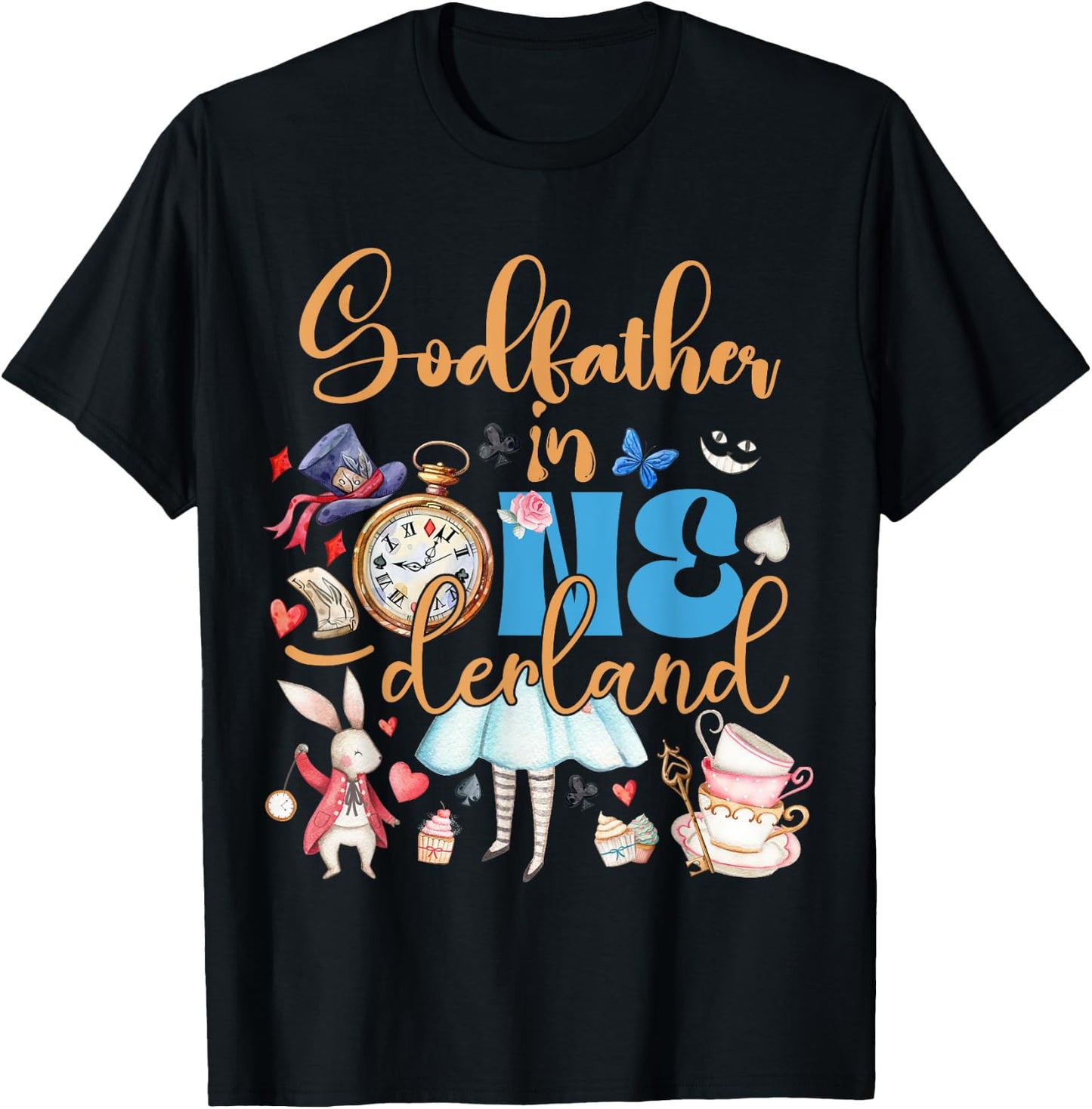 Alice Godfather in ONEderland Birthday Family T-Shirt - T-Shirt | Black