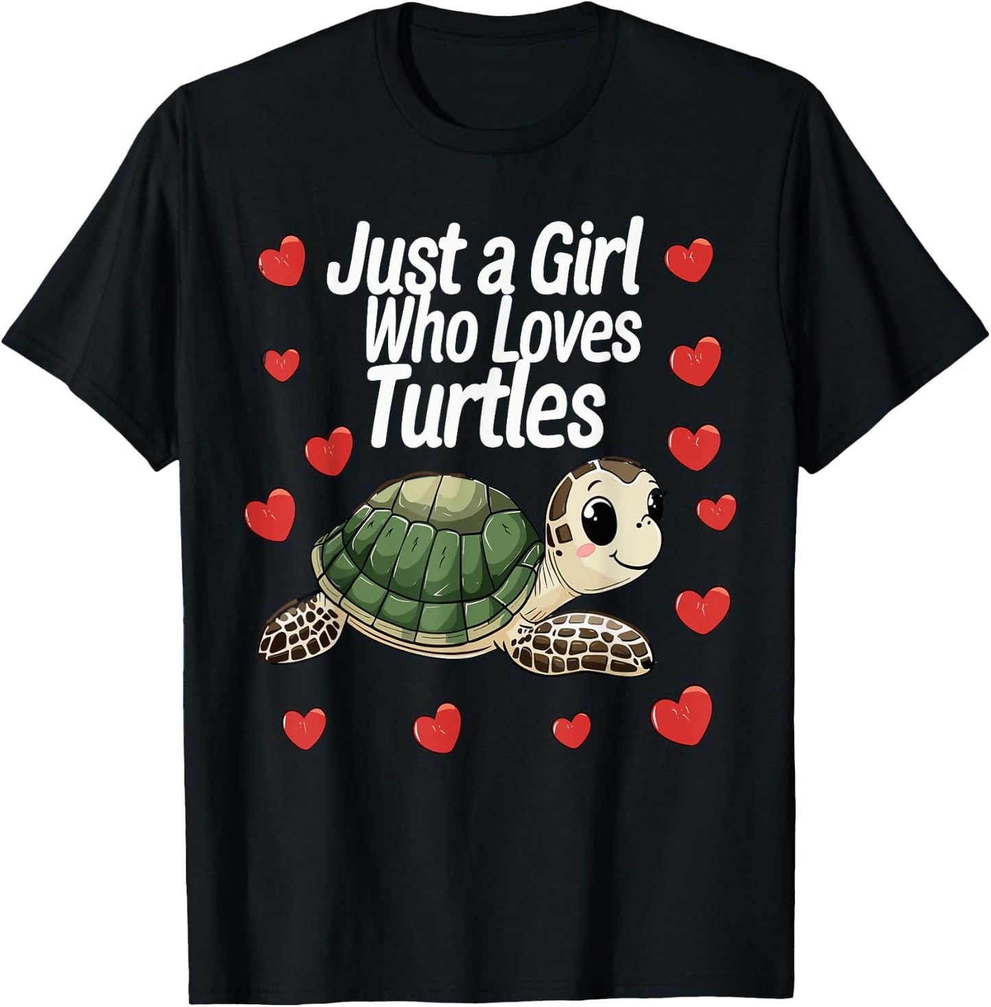 Cute Turtle Lovers Gift Just A Girl Who Loves Turtles T-Shirt - T-Shirt | Black