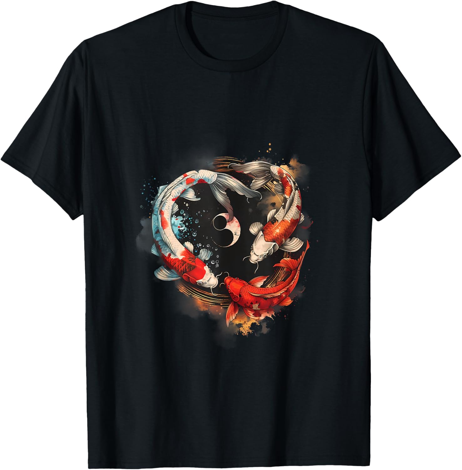 Koi Japanese Koi Carp Fish Yin Yang Asian Carp Koi Fish T-Shirt - T-Shirt | Black