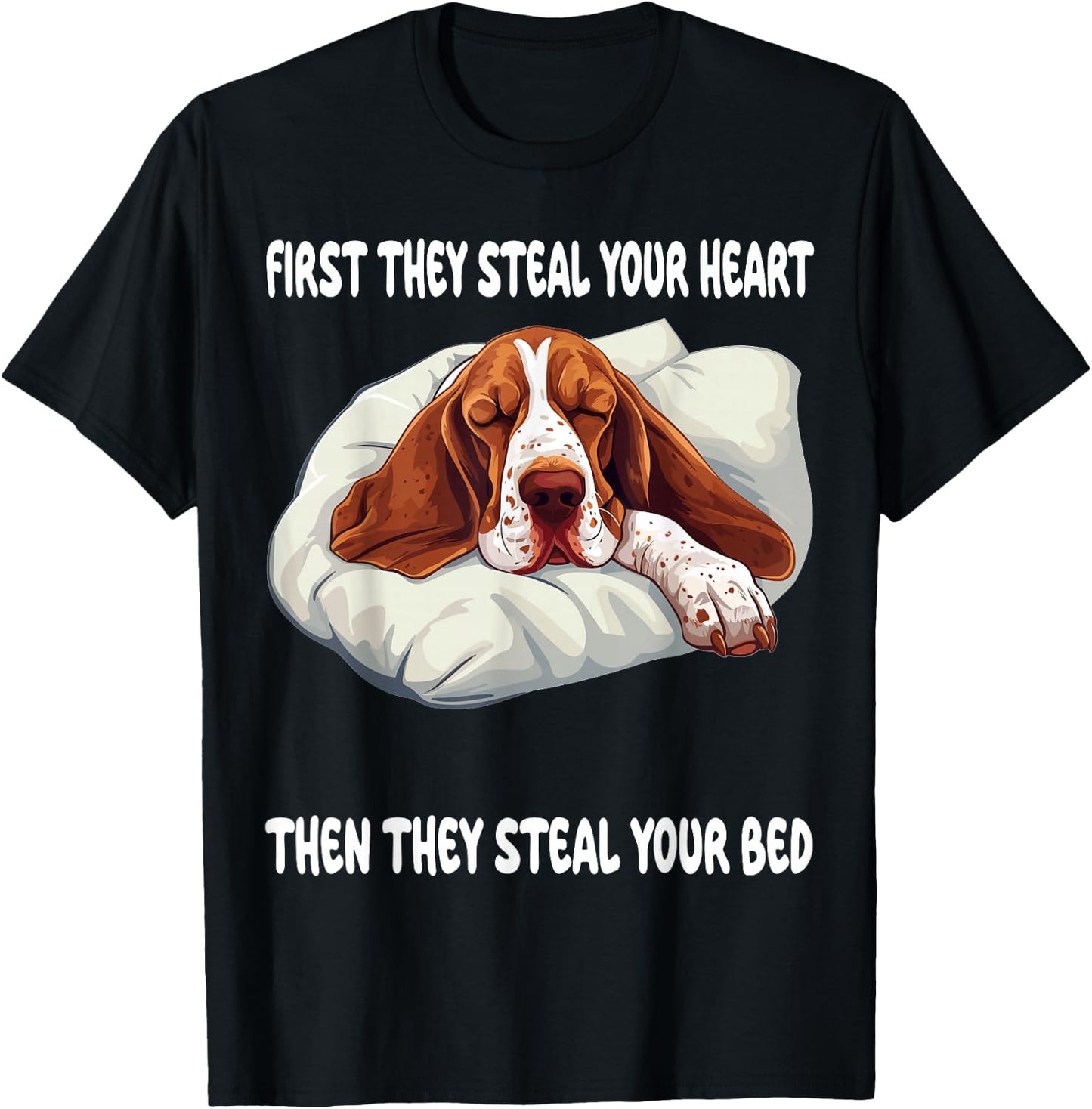 Basset Hound Sleeping Pajamas Nightgown T-Shirt - T-Shirt | Black