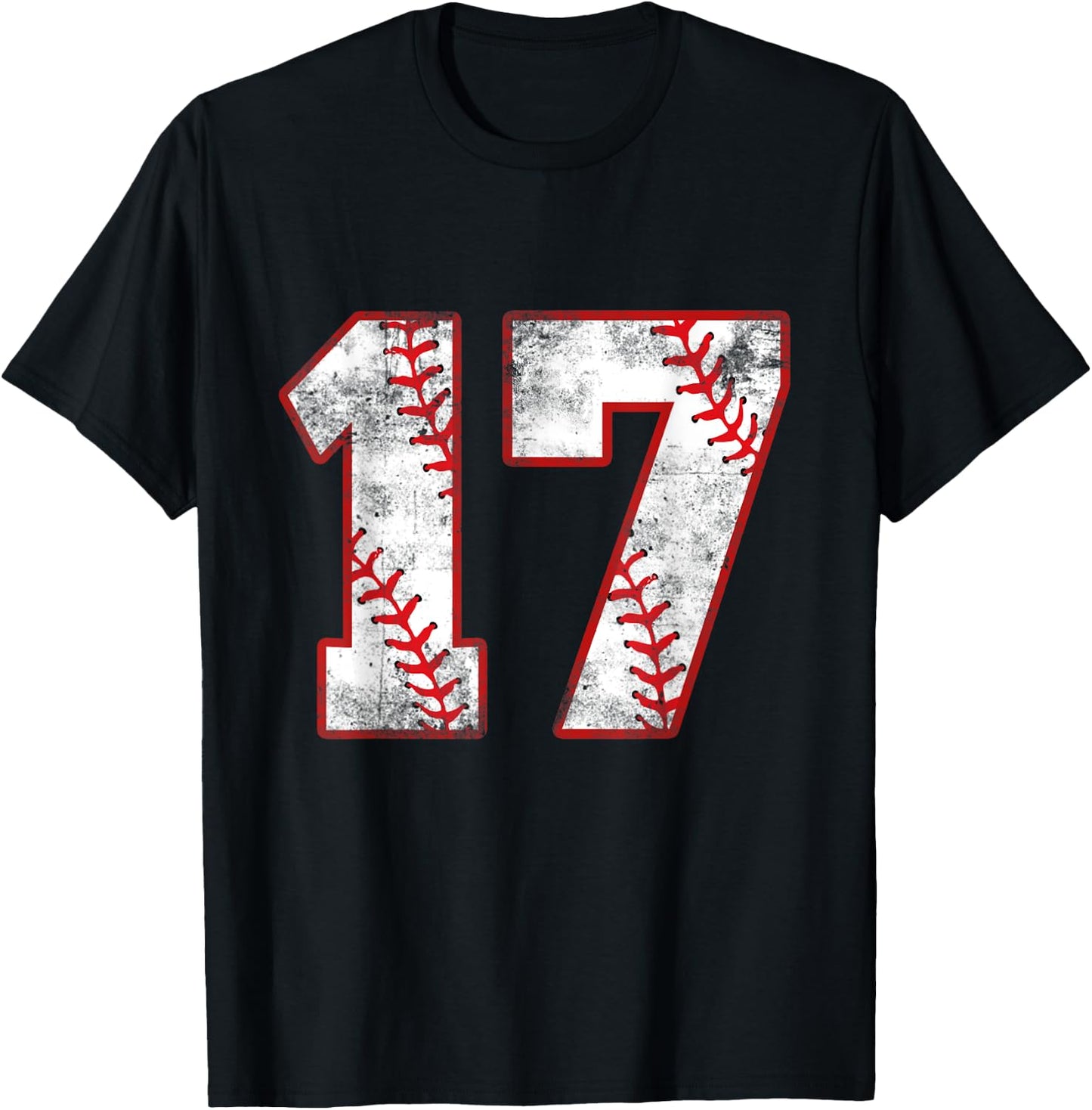 17 Year Old Baseball Player Sports 17 Jersey 17th Birthday T-Shirt - T-Shirt | Black