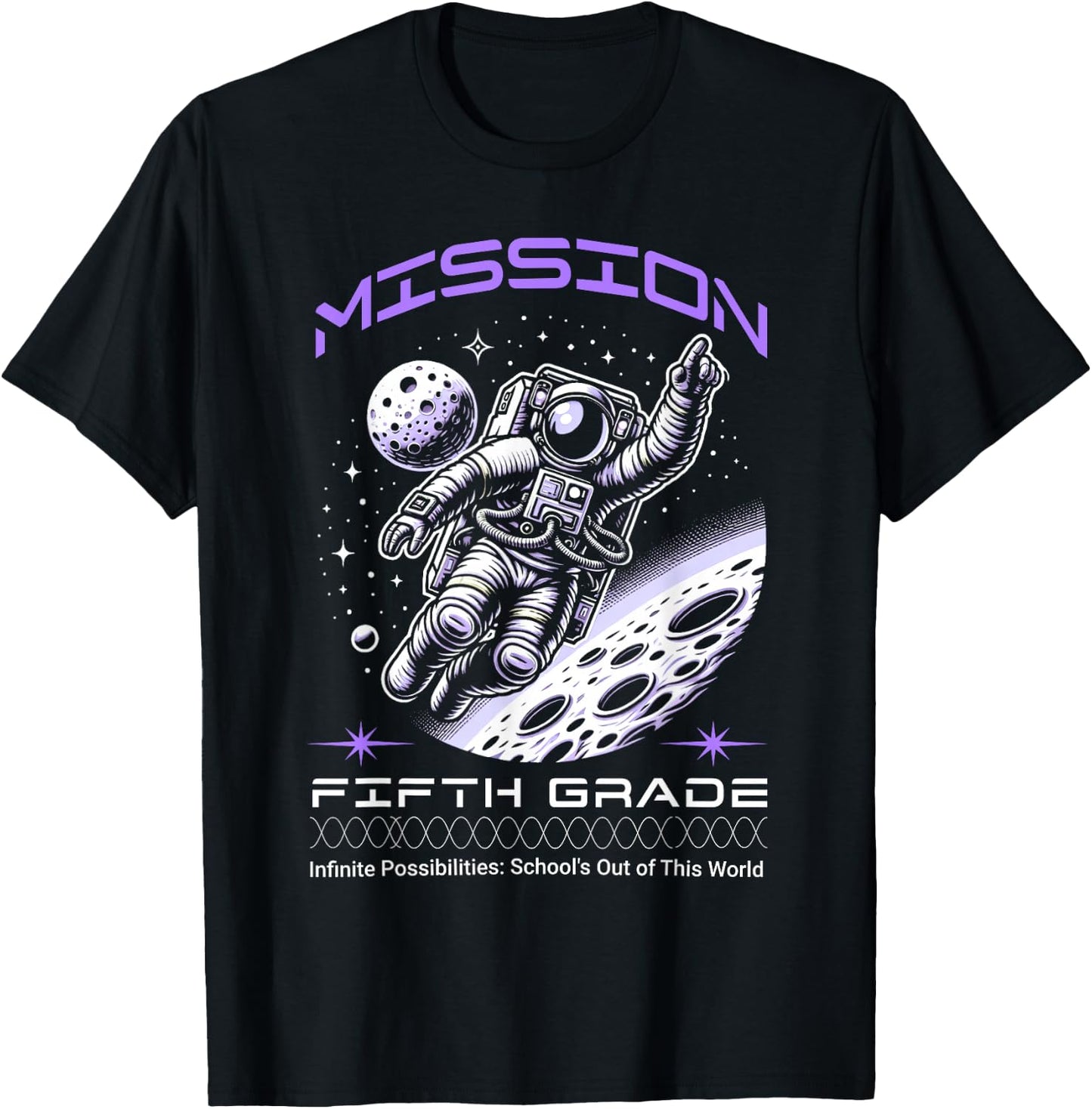 Fifth Grade Back To School Space Rocket Astronaut T-Shirt - T-Shirt | Black