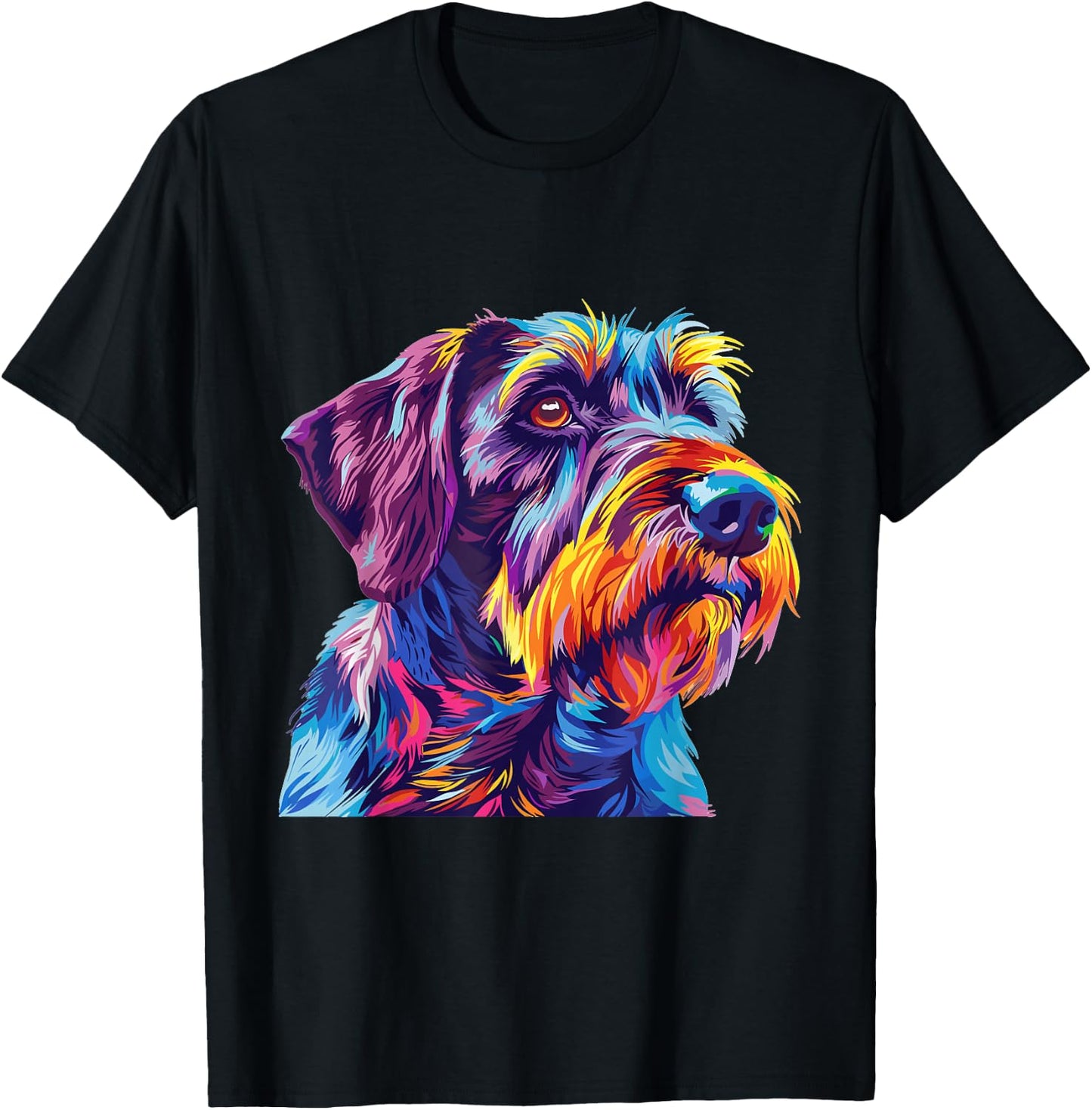 German Wirehaired Pointer Pop Art Dog Breed Graphic T-Shirt - T-Shirt | Black