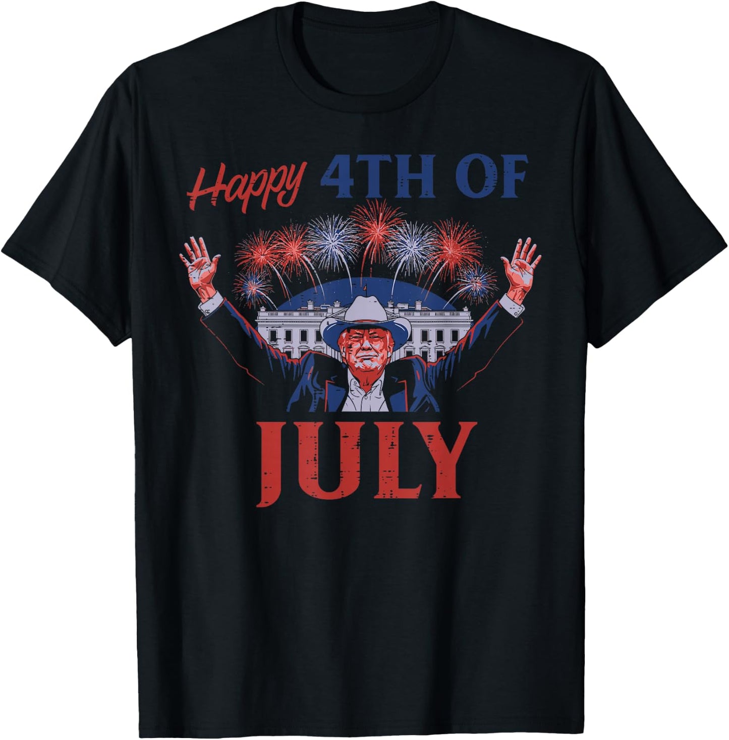 Happy 4th of July America USA July 4th Men Women Kids T-Shirt - T-Shirt | Black