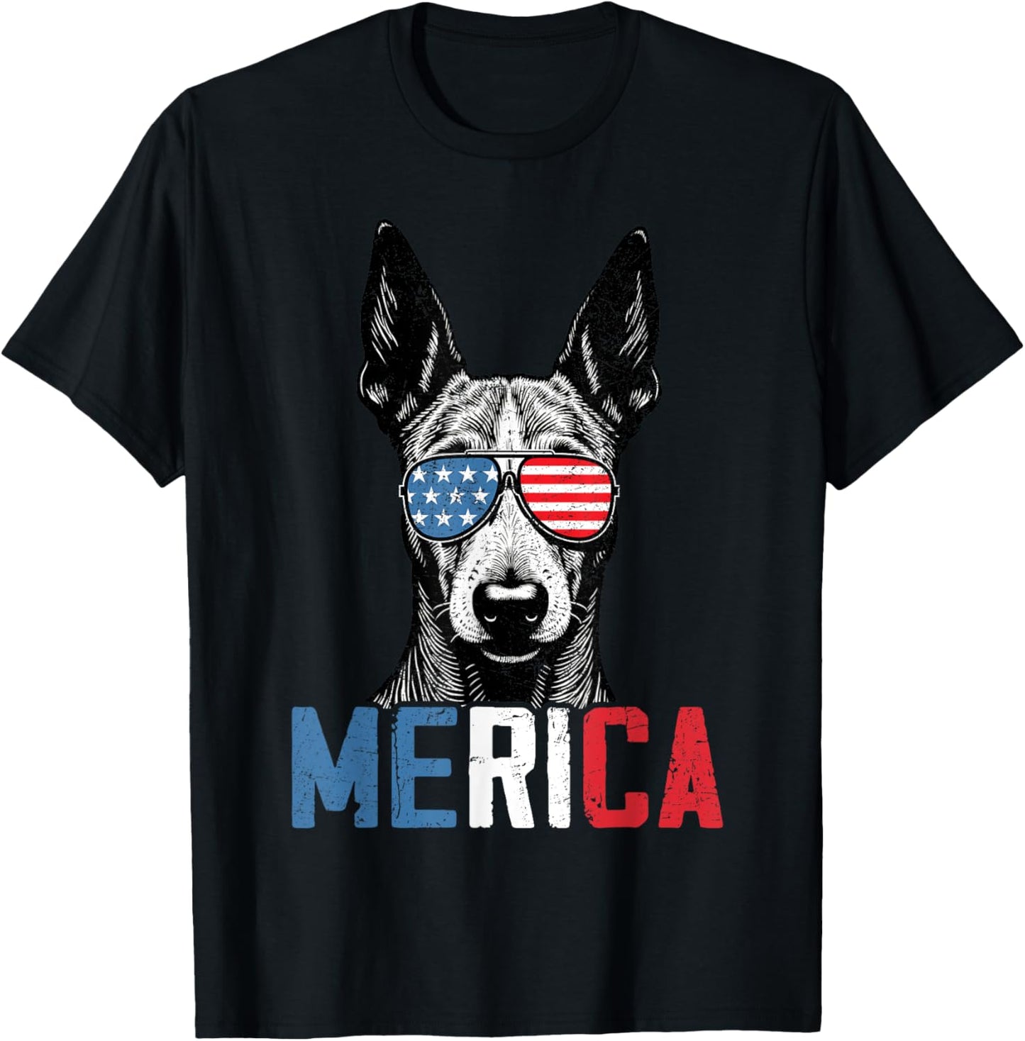 Patriotic American Hairless Terrier Dog Merica 4th Of July Women Kids T-Shirt - T-Shirt | Black