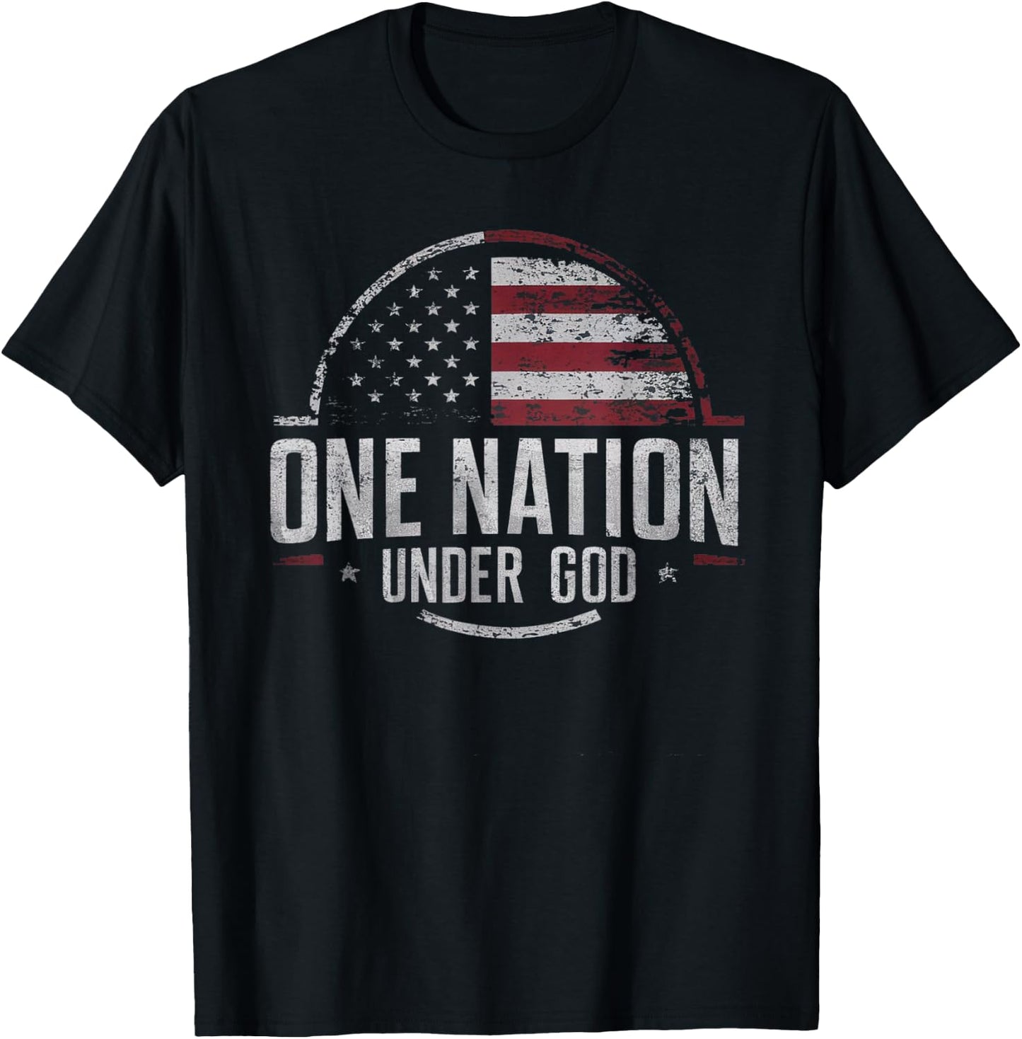 Patriotic One Nation Under God American Flag Design Men T-Shirt - T-Shirt | Black