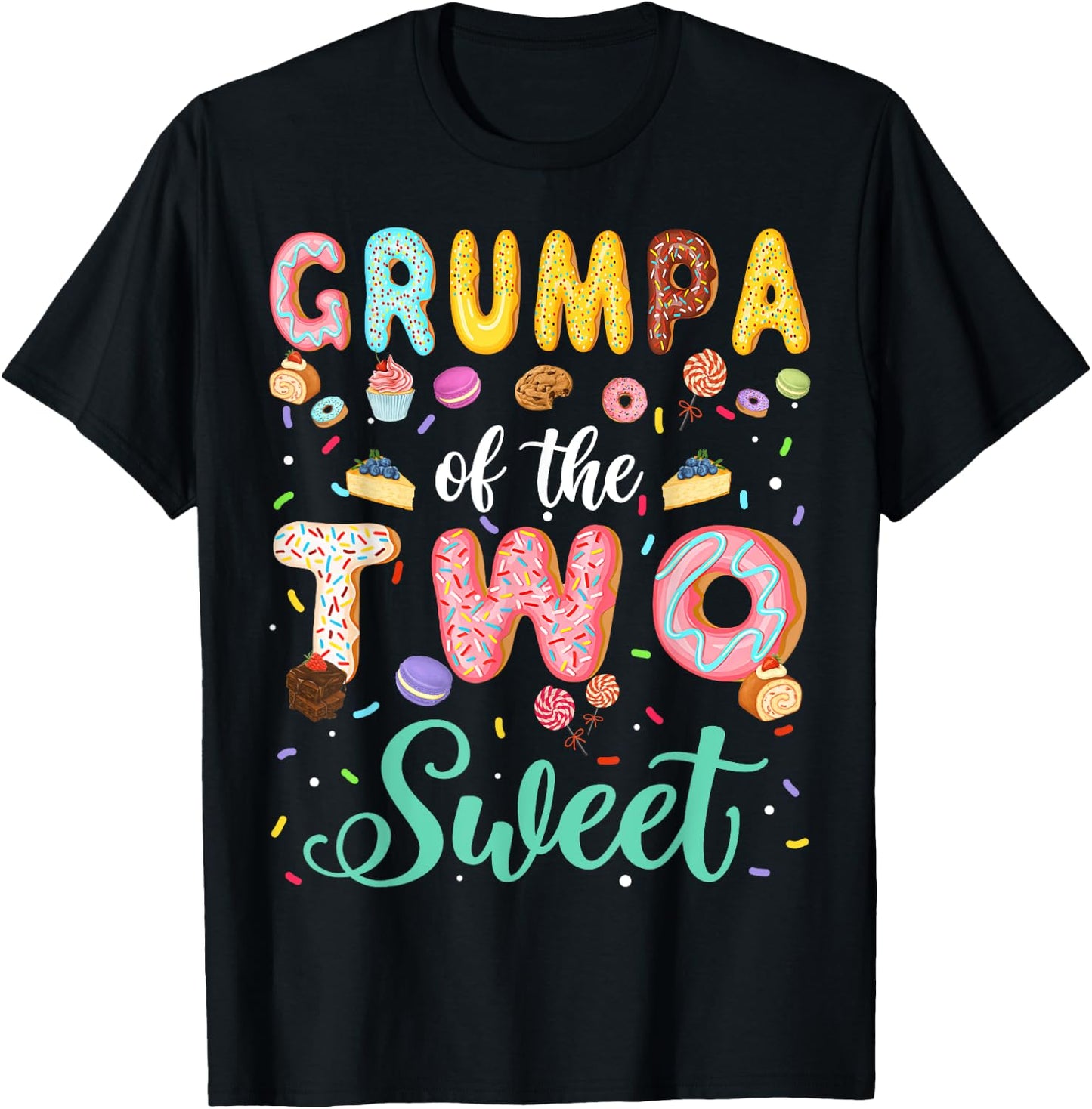 Grumpa Of The Two Sweet Birthday Girl Donut Lover T-Shirt - T-Shirt | Black