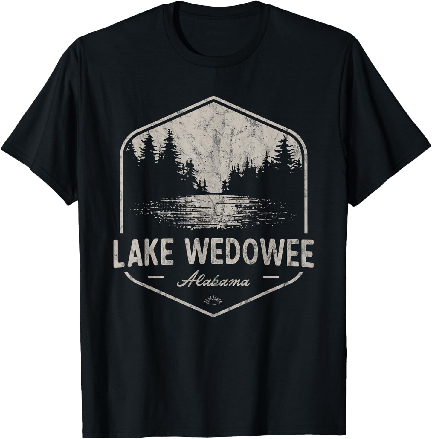 Lake Wedowee Alabama Outdoors Vintage T-Shirt - T-Shirt | Black