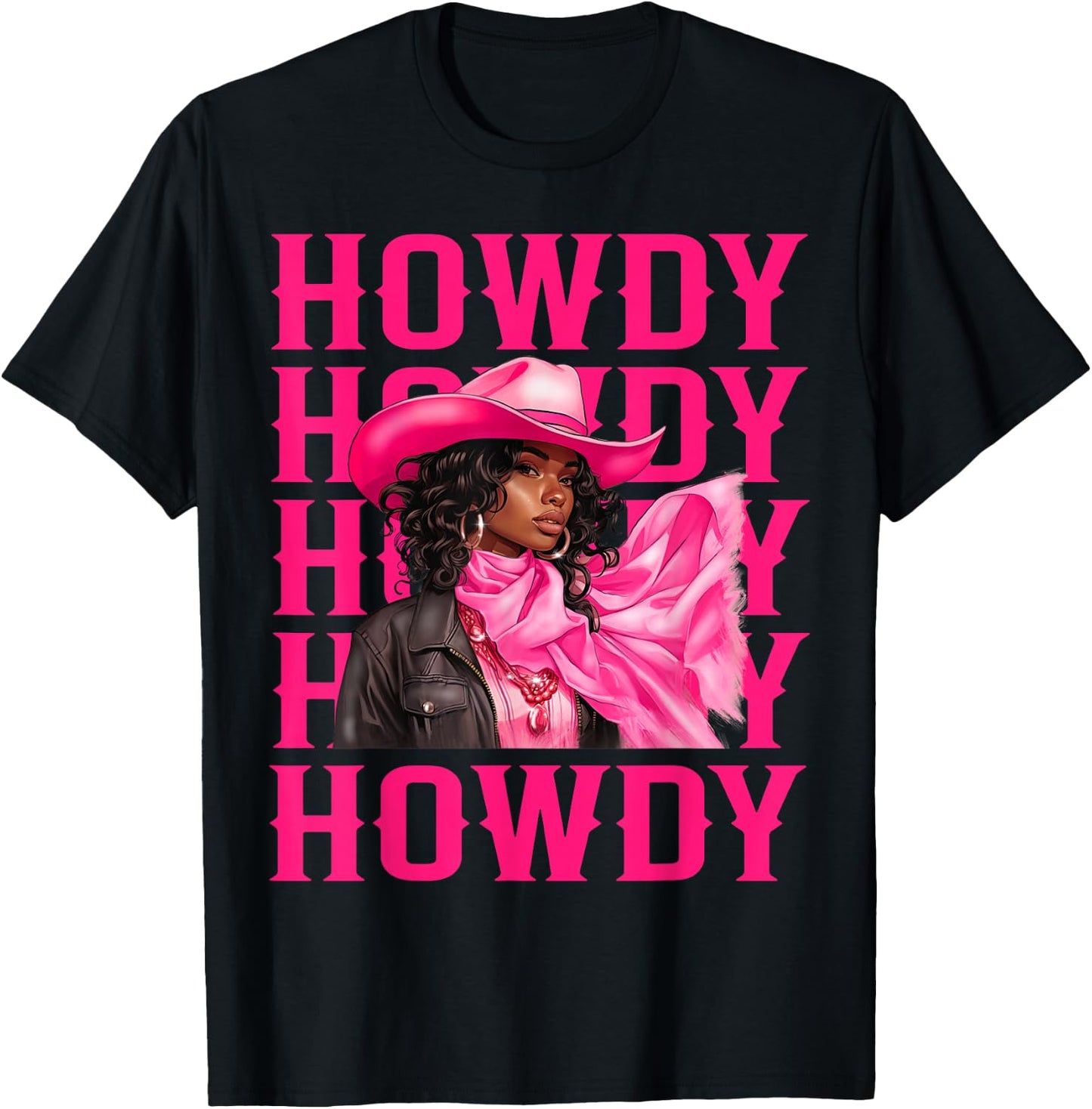 Howdy Western Cowgirl African American Black Women Girls T-Shirt - T-Shirt | Black