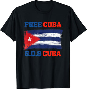 SOS Cuba, Free_Cuba_Shirt, Cuba Pride, Nuestra Cuba T-Shirt - T-Shirt | Black