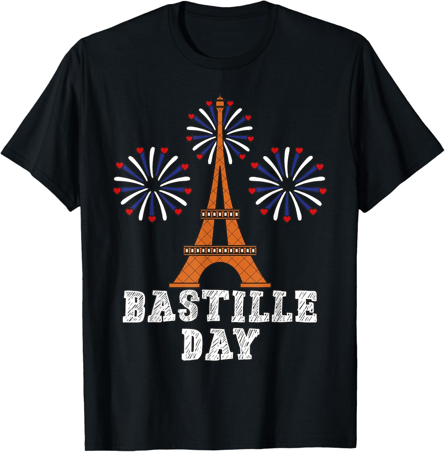 Bastille Day French Flag Eiffel Tower Firecracker 14th July T-Shirt - T-Shirt | Black