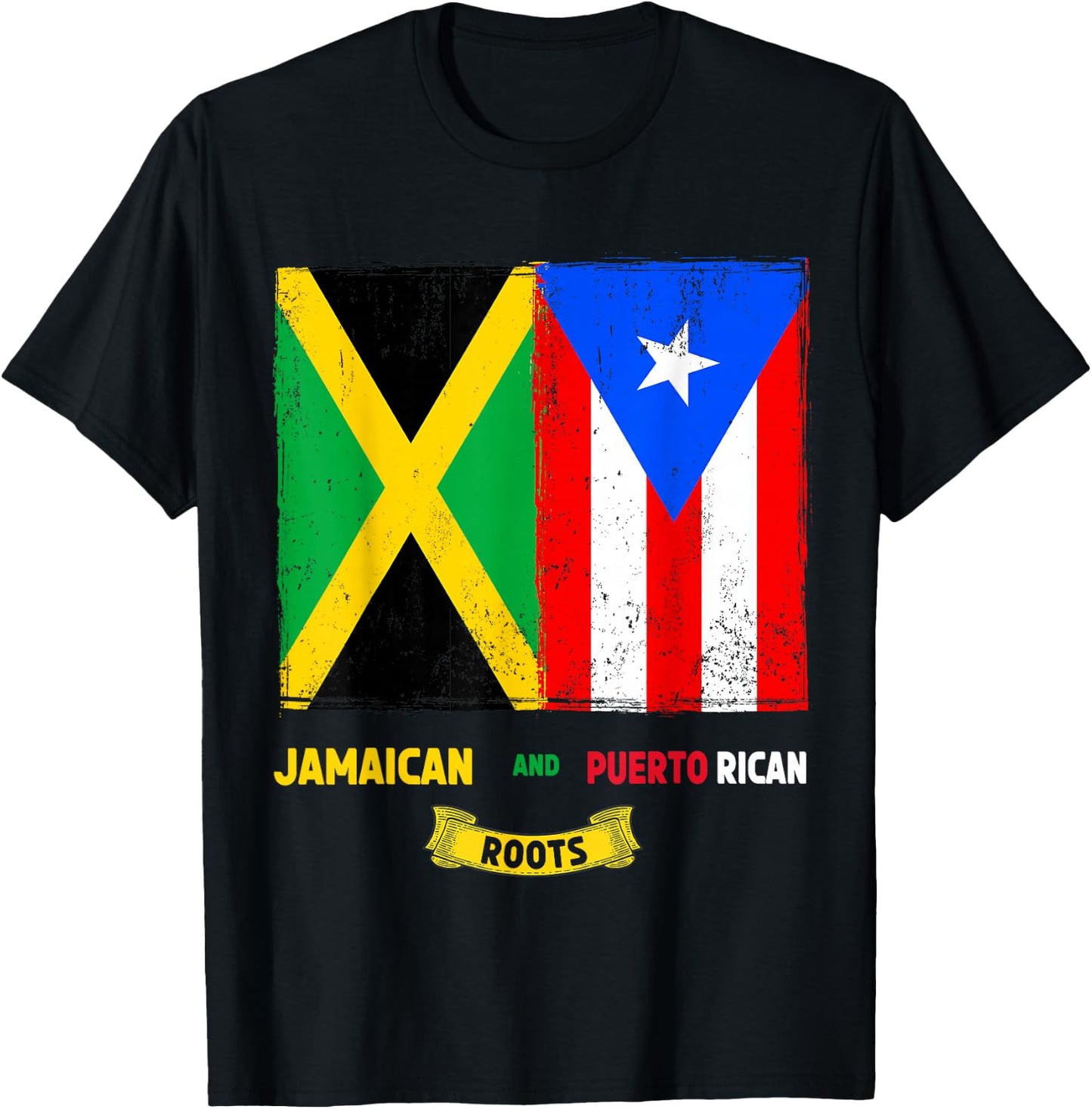 Puerto Rican & Jamaica Flag Outfit Idea For Kids & Boricua T-Shirt - T-Shirt | Black