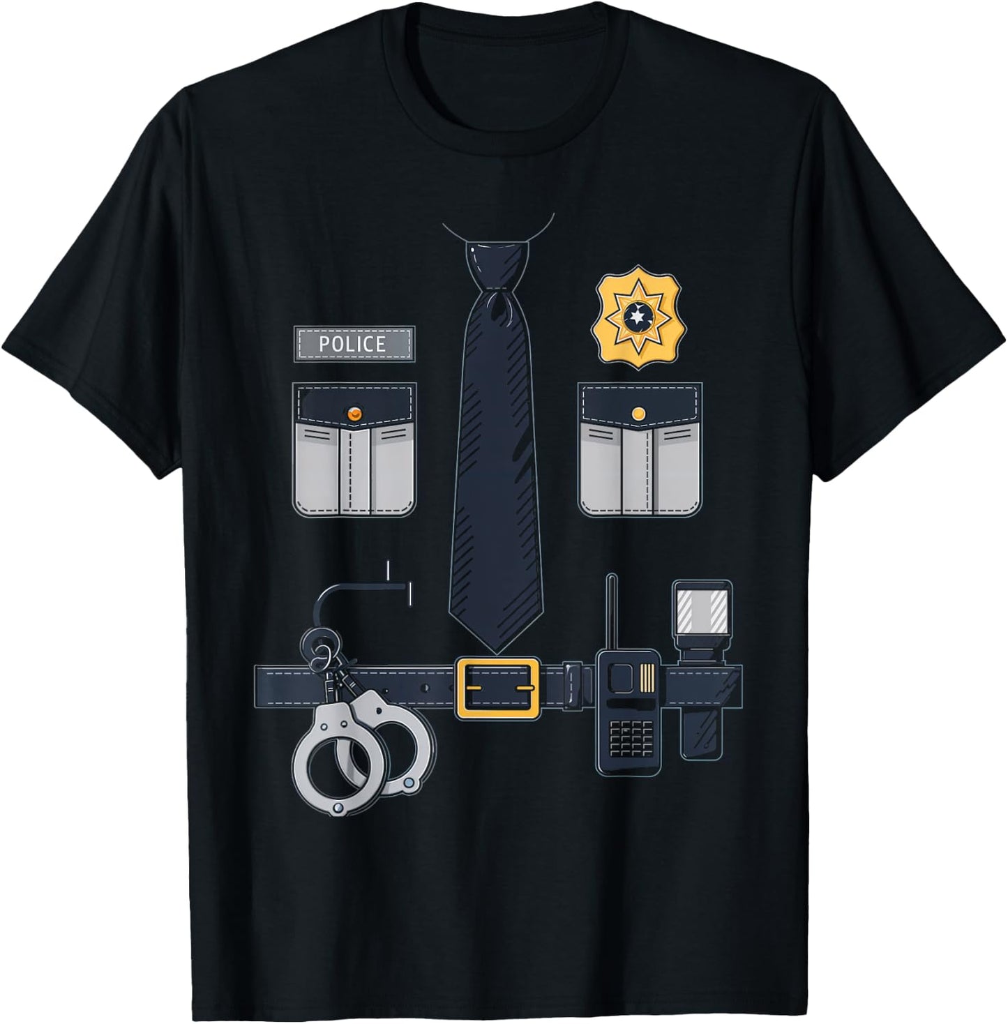 Police Officer Costume Police Badge Cop Halloween T-Shirt - T-Shirt | Black