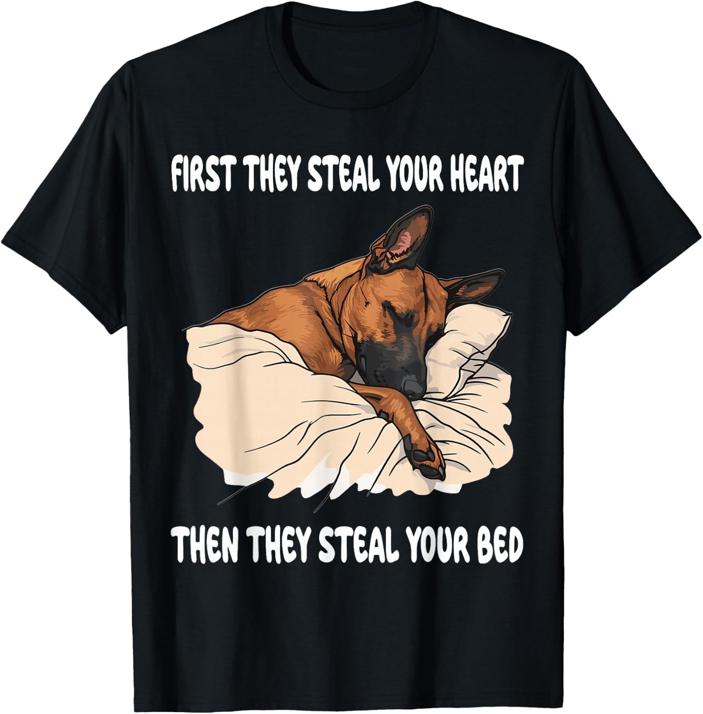 Belgian Malinois Sleeping Pajamas Nightgown T-Shirt - T-Shirt | Black