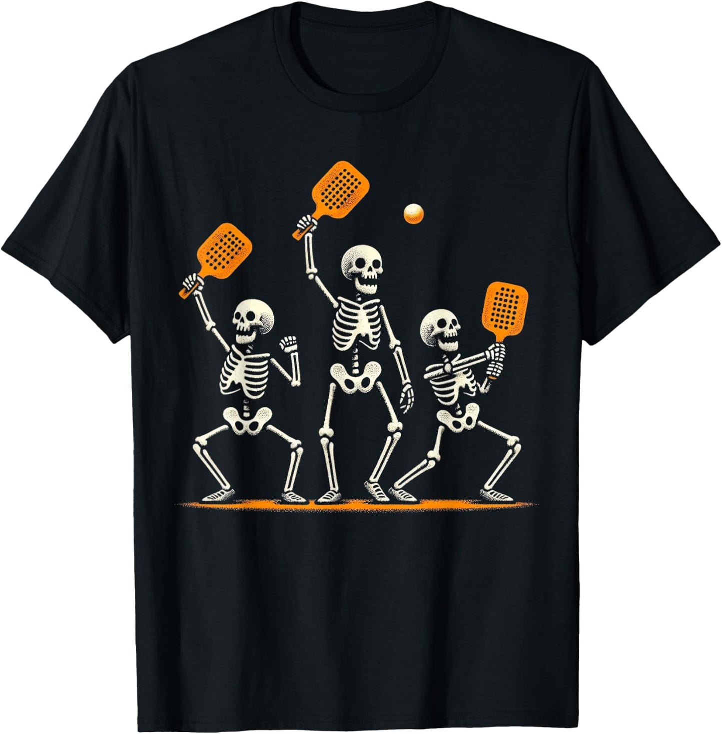 Funny Skeleton Playing Pickleball Halloween Costume Men T-Shirt - T-Shirt | Black