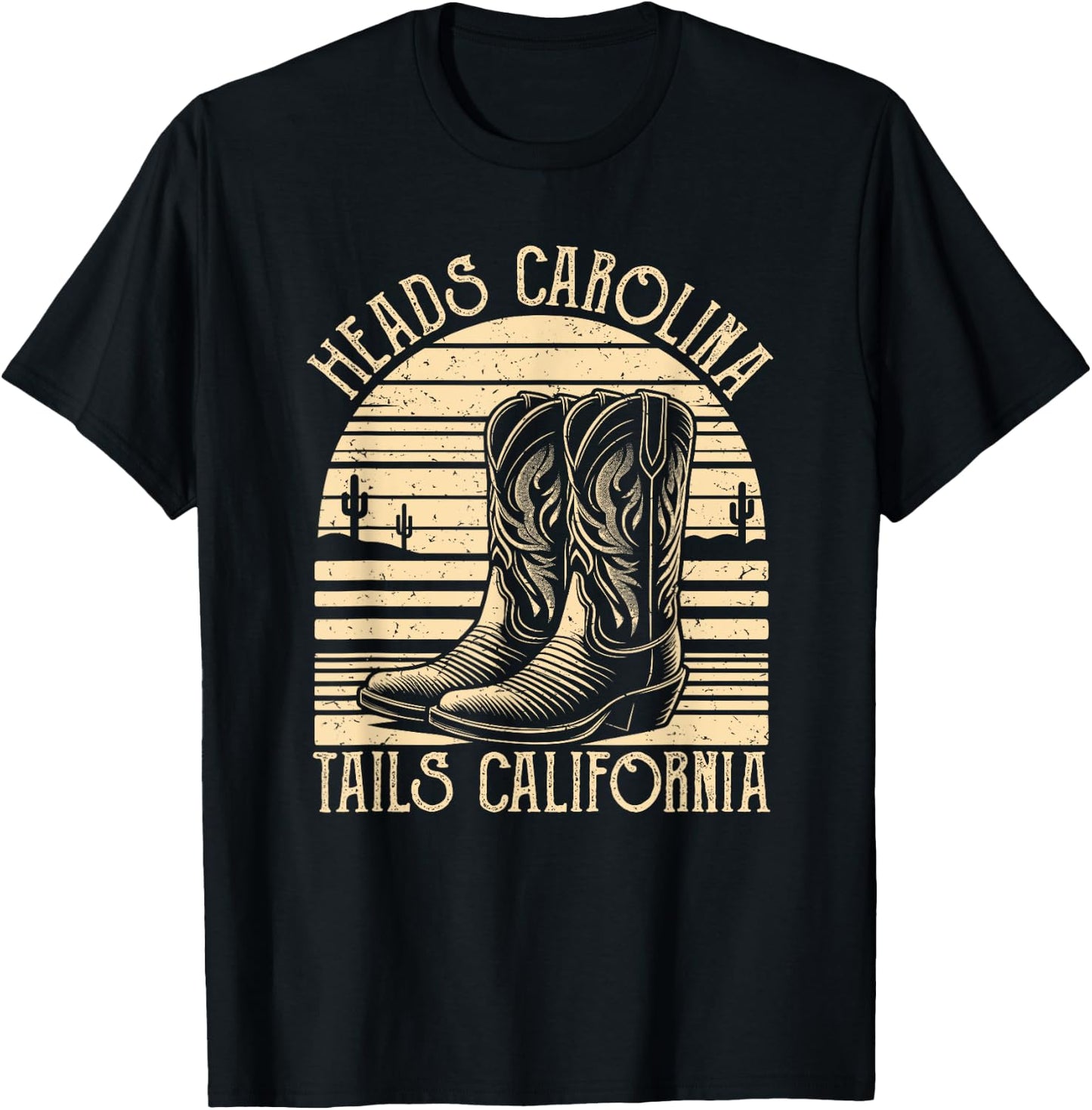 Heads Carolina Tail California Retro Vintage Country T-Shirt - T-Shirt | Black