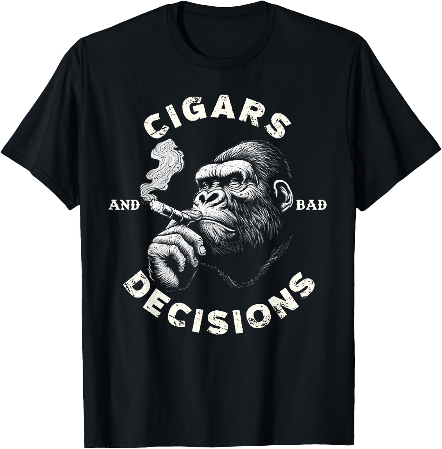 Monkey Cigars And Bad Decisions T-Shirt - T-Shirt | Black