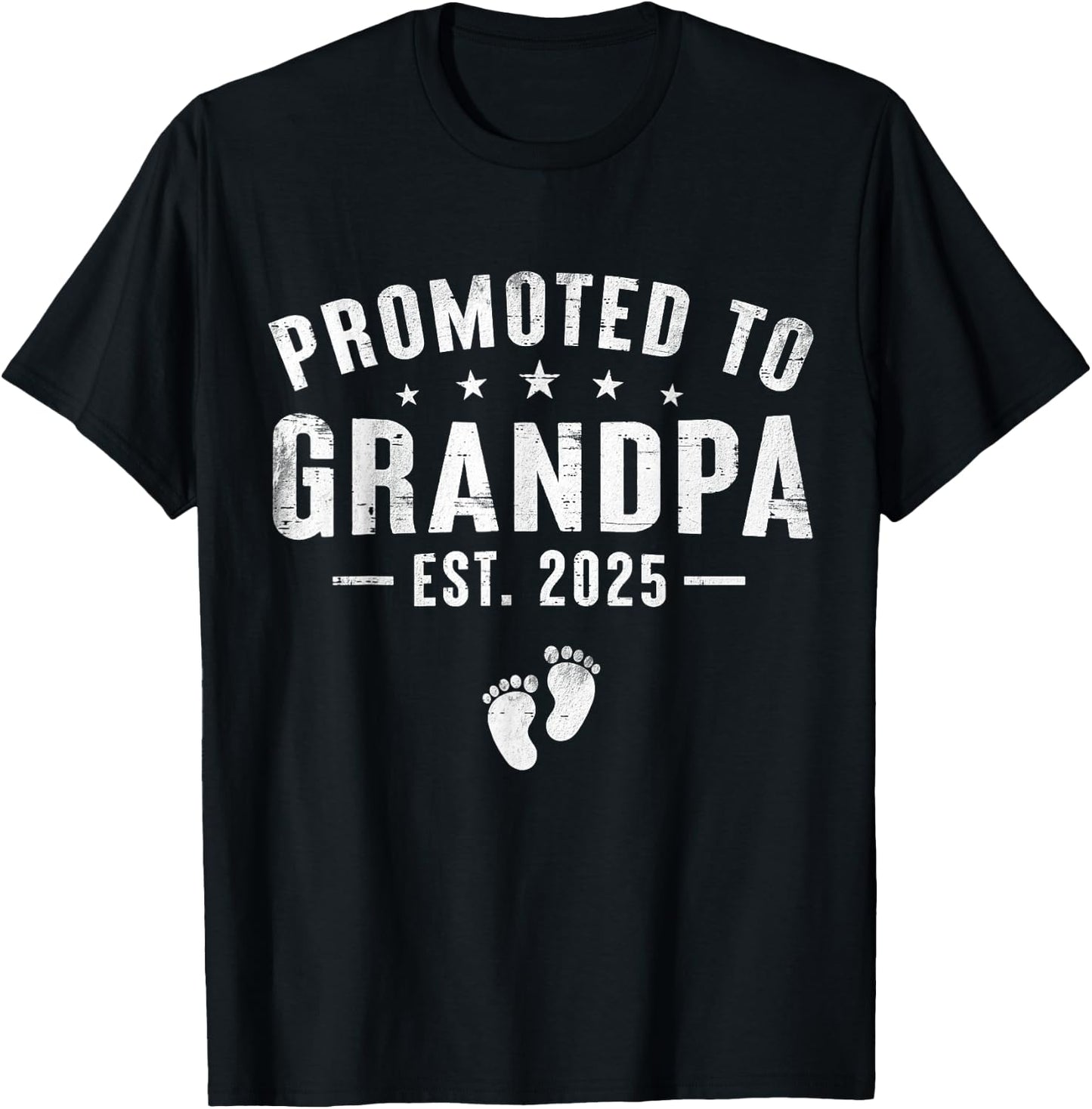 Promoted to Grandpa 2025 Soon to Be Grandfather New Grandpa T-Shirt - T-Shirt | Black