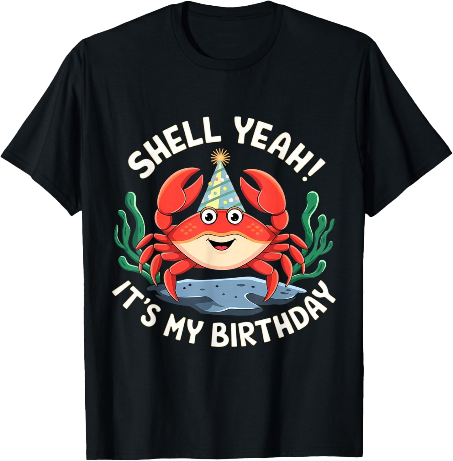 Crab Birthday Funny Shell Beach Men Women T-Shirt - T-Shirt | Black