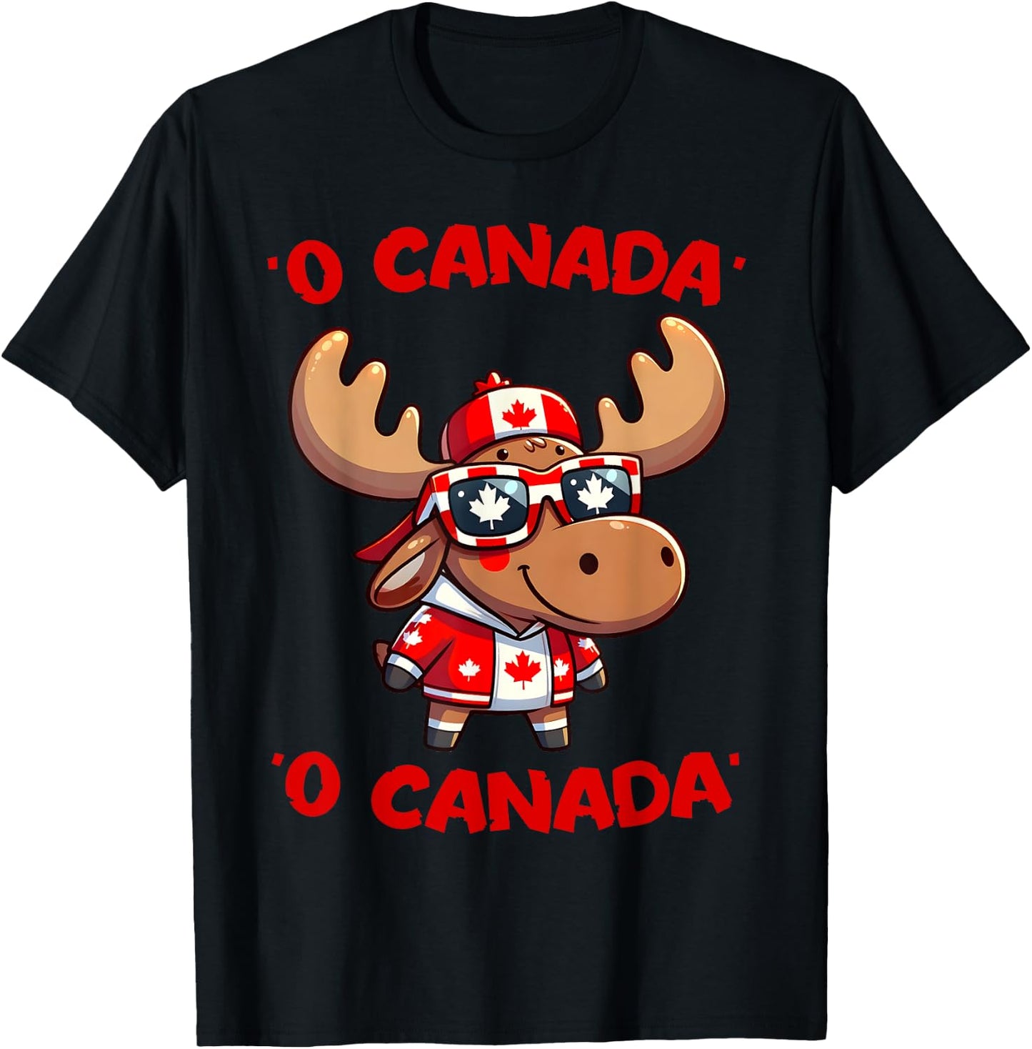 O Canada Anthem Moose Canada Day Dominion Day Canadian Flag T-Shirt - T-Shirt | Black