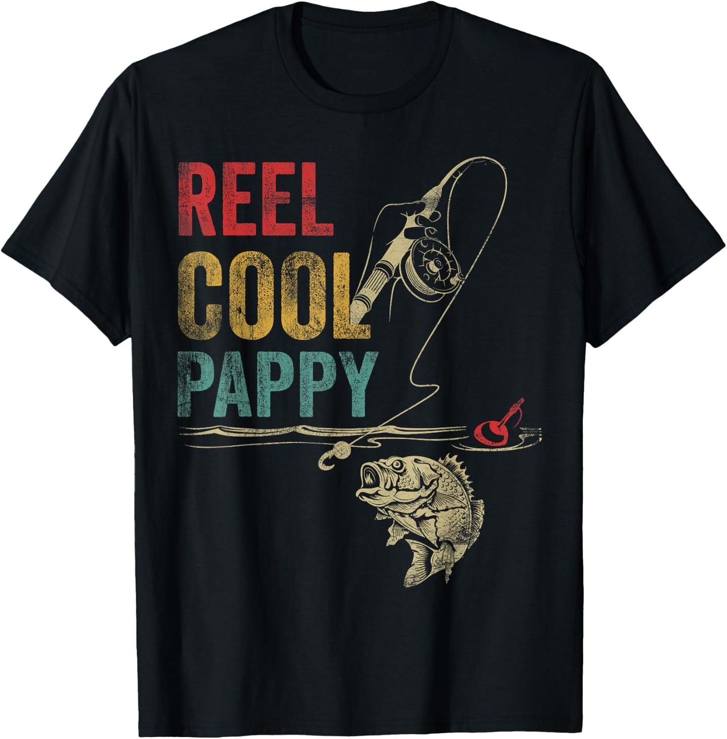 Reel Cool Pappy Fish Fishing Shirt Father's Day T-Shirt - T-Shirt | Black