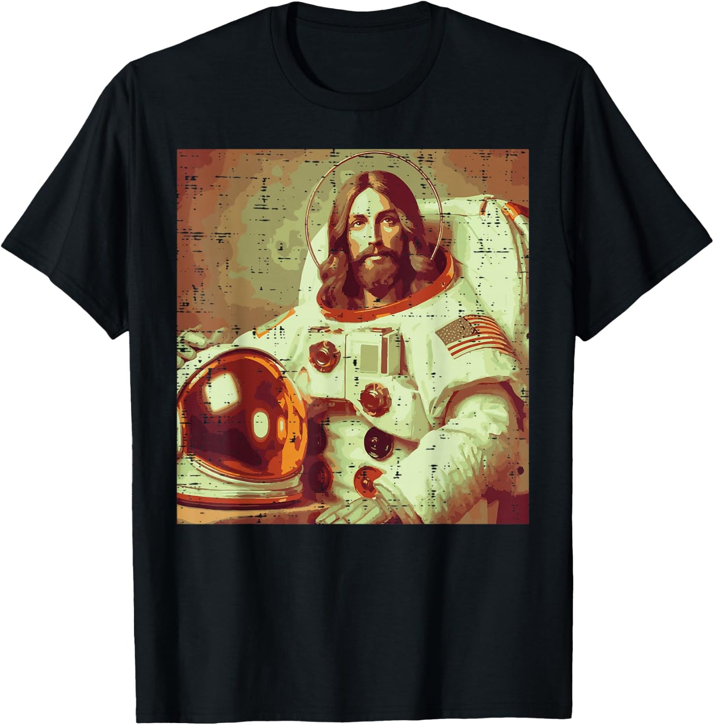 Astronaut Jesus God Space Religious Christian Men Women Kids T-Shirt - T-Shirt | Black