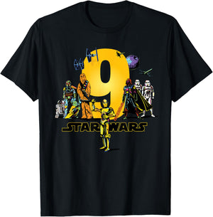 Star Wars Classic Characters Ninth Birthday 9 Years Old T-Shirt - T-Shirt | Black