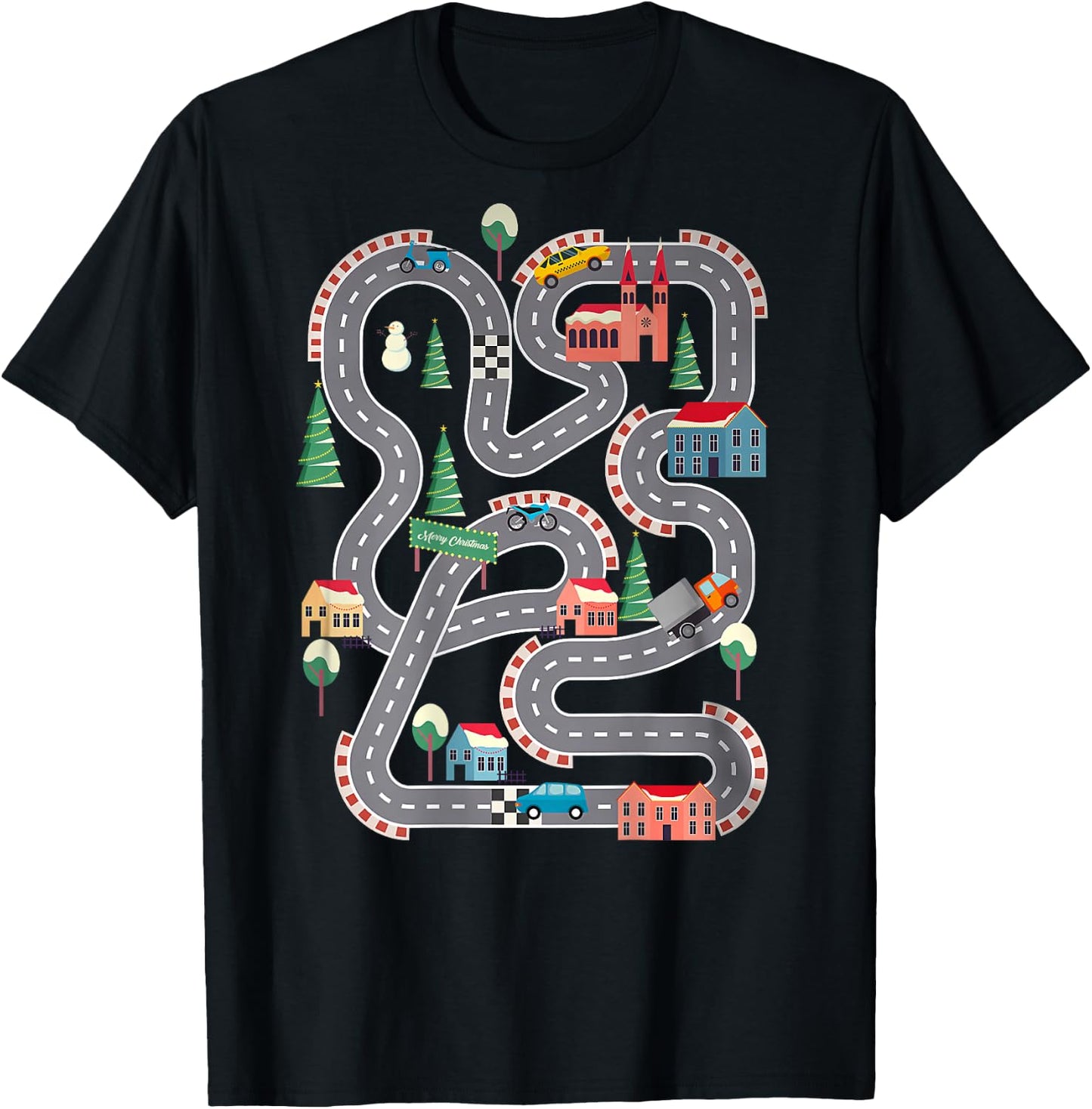 Kid Play Cars On Dad Back Race Track Mat Father's Day T-Shirt - T-Shirt | Black