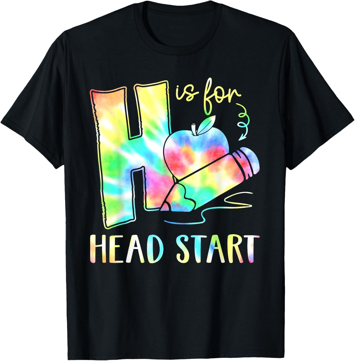 H Is For Head Start Teacher Tie dye Back to School Teacher Men Women T-Shirt - T-Shirt | Black