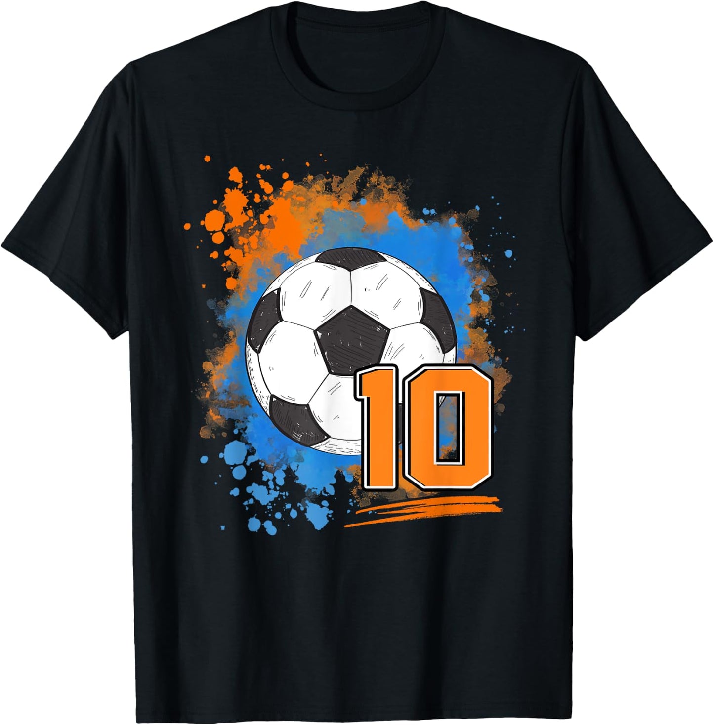 10th Birthday 10 Years Old Soccer Ball T-Shirt - T-Shirt | Black