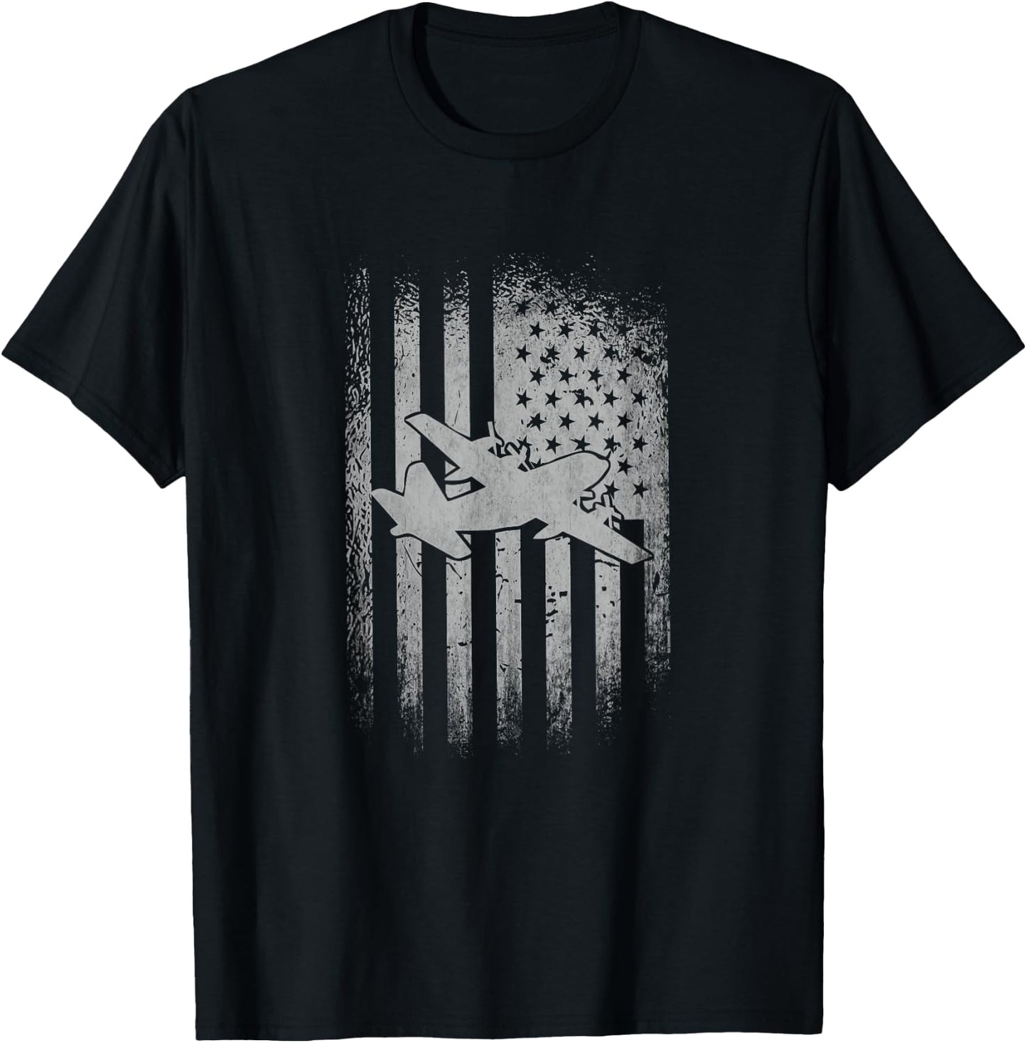 C 130 Hercules Air Force Transport Cargo Plane American Flag Men T-Shirt - T-Shirt | Black