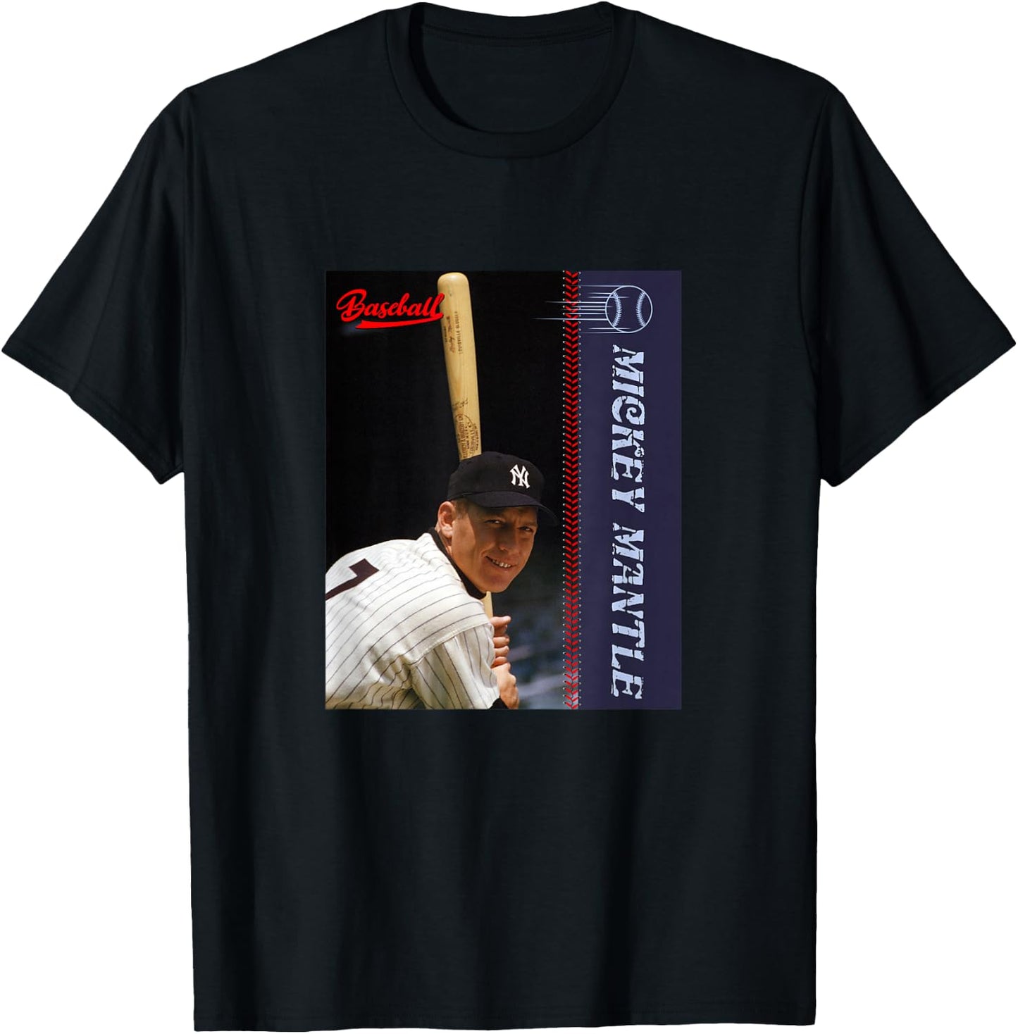 Mickey Mantle_Baseball_002 T-Shirt - T-Shirt | Black