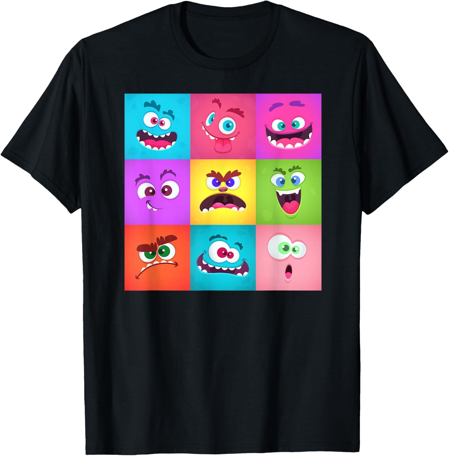 Cute Monster Face Emotion Halloween Costume Gift T-Shirt - T-Shirt | Black