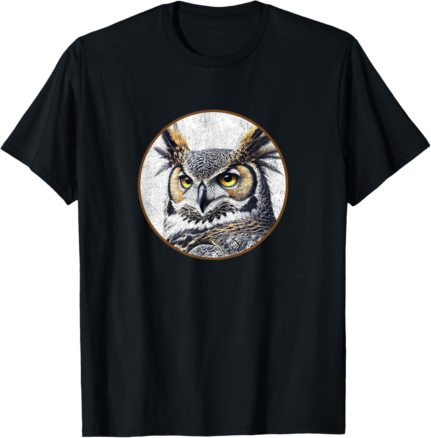 Colorful Retro Great Horned Owl Bird Design T-Shirt - T-Shirt | Black