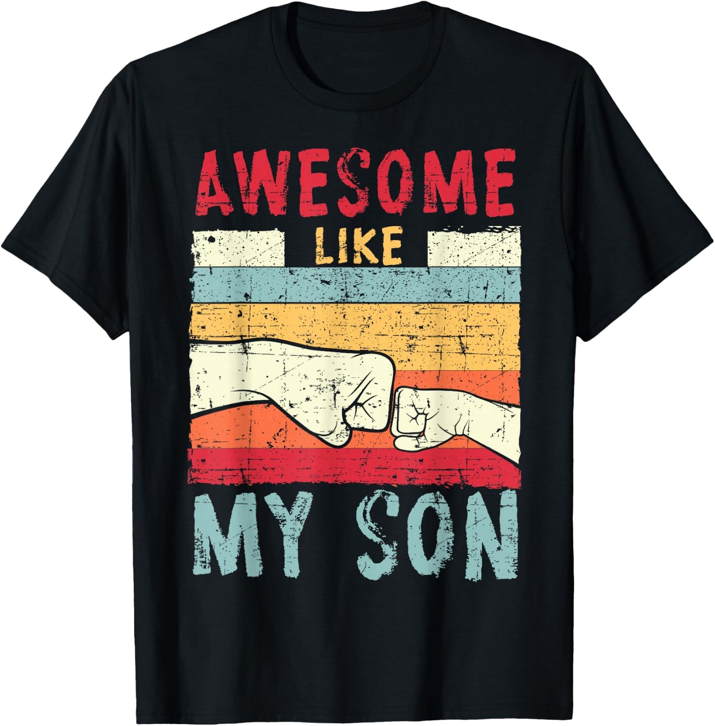 Awesome Like My Son Father's Day Daddy Dad Vintage Retro T-Shirt - T-Shirt | Black