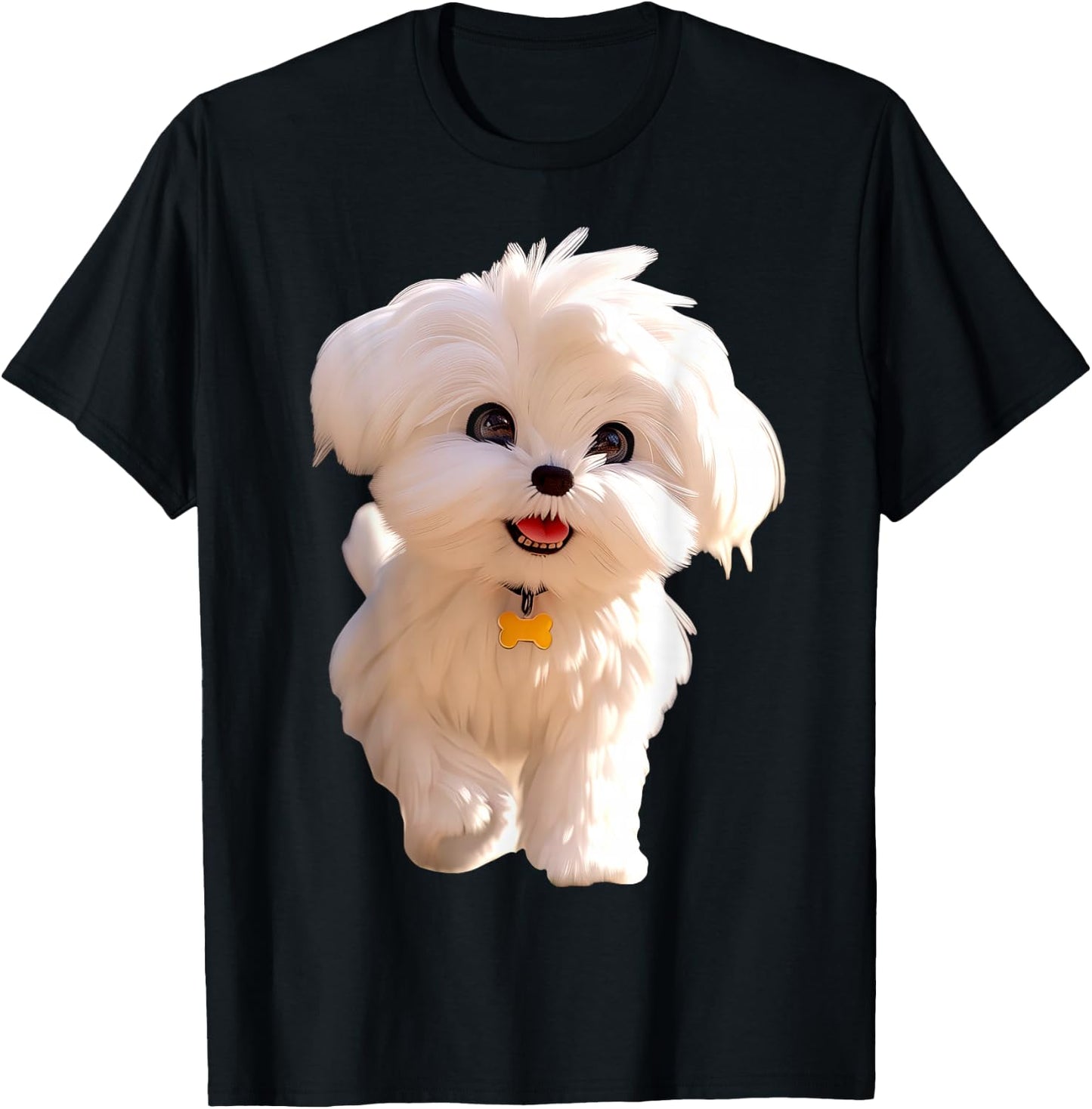 Maltese Dog Art Design I Love Cute Maltese Dogs T-Shirt - T-Shirt | Black