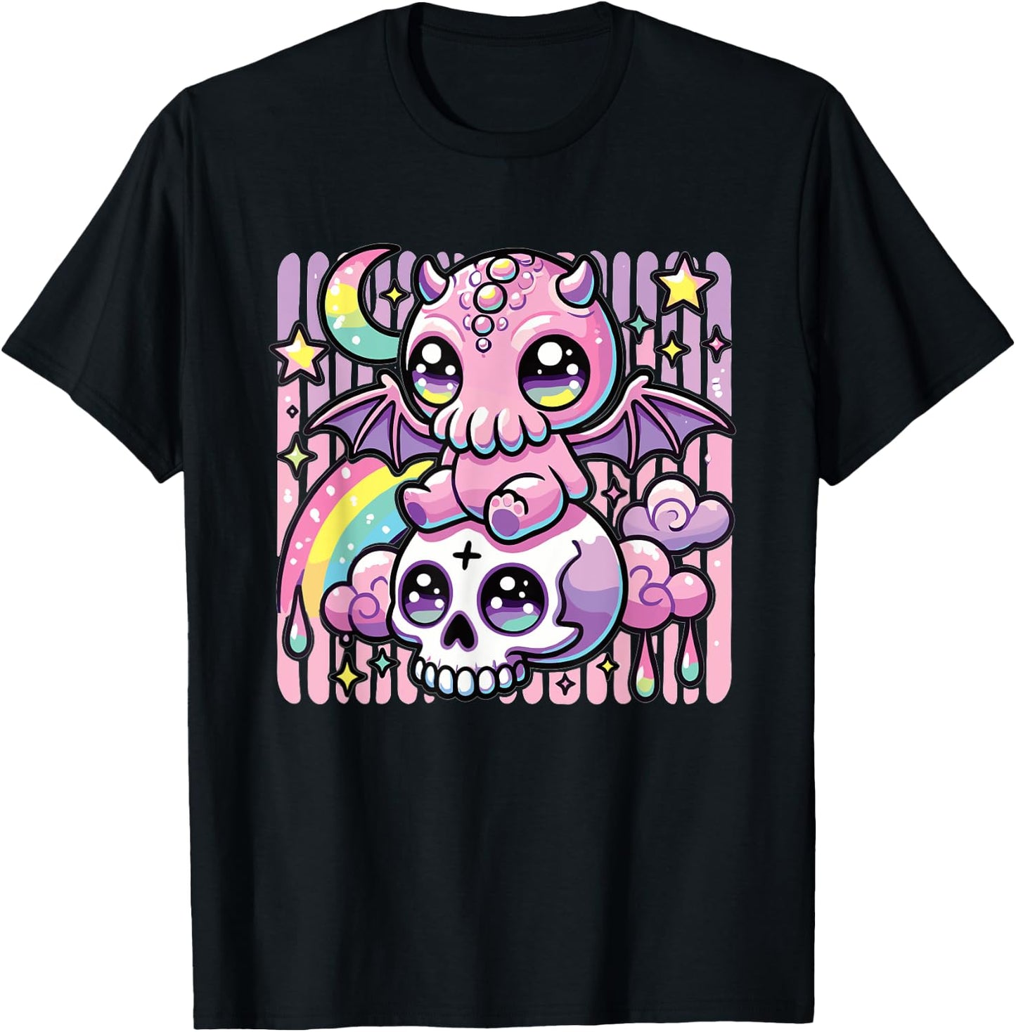 Kawaii Gothic Cthulhu Pastel Colors Gothic Goth Cthulhu T-Shirt - T-Shirt | Black