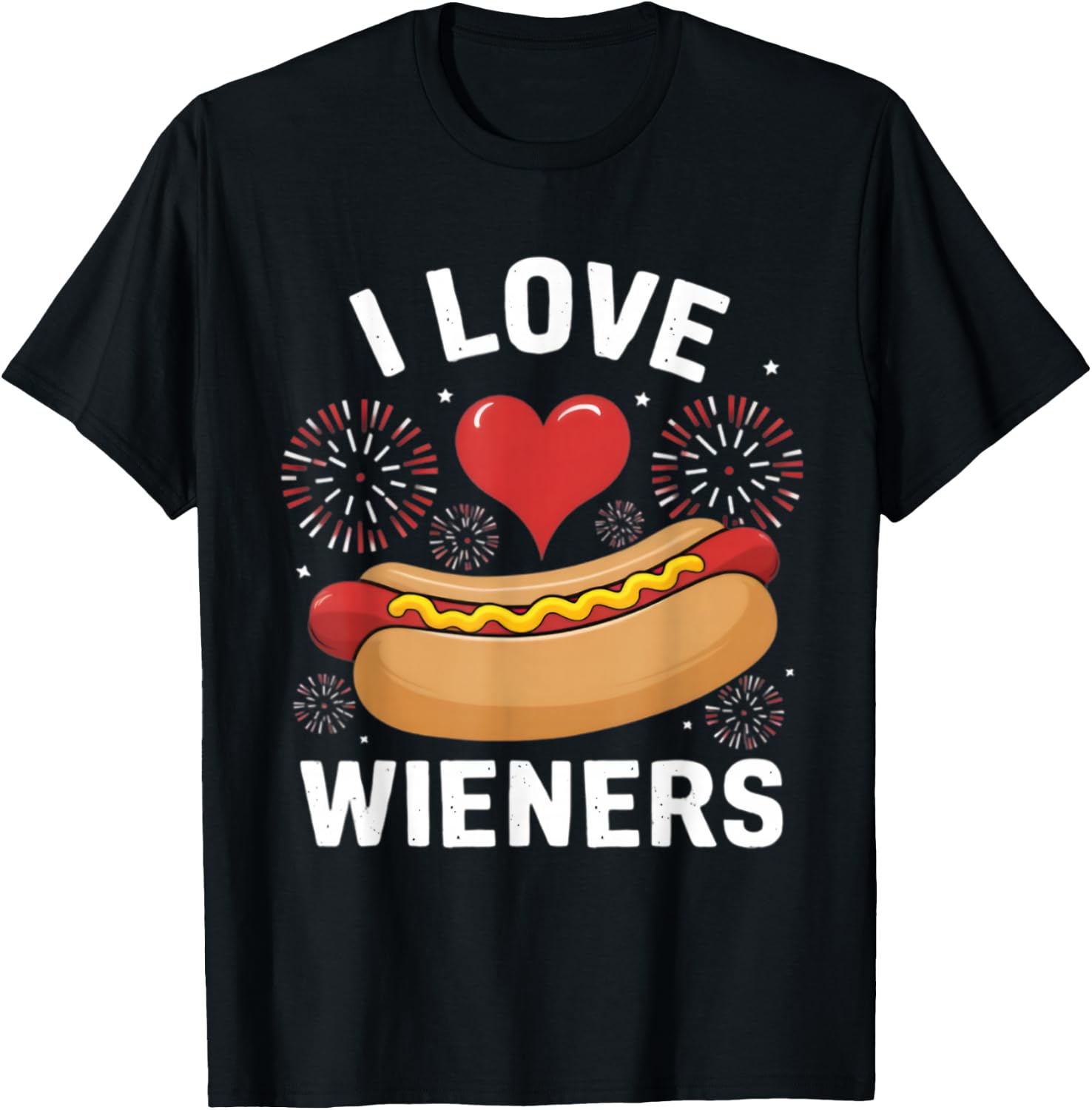 I Love Wieners Funny Fourth of July Hot Dog T-Shirt - T-Shirt | Black