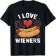 I Love Wieners Funny Fourth of July Hot Dog T-Shirt - T-Shirt | Black